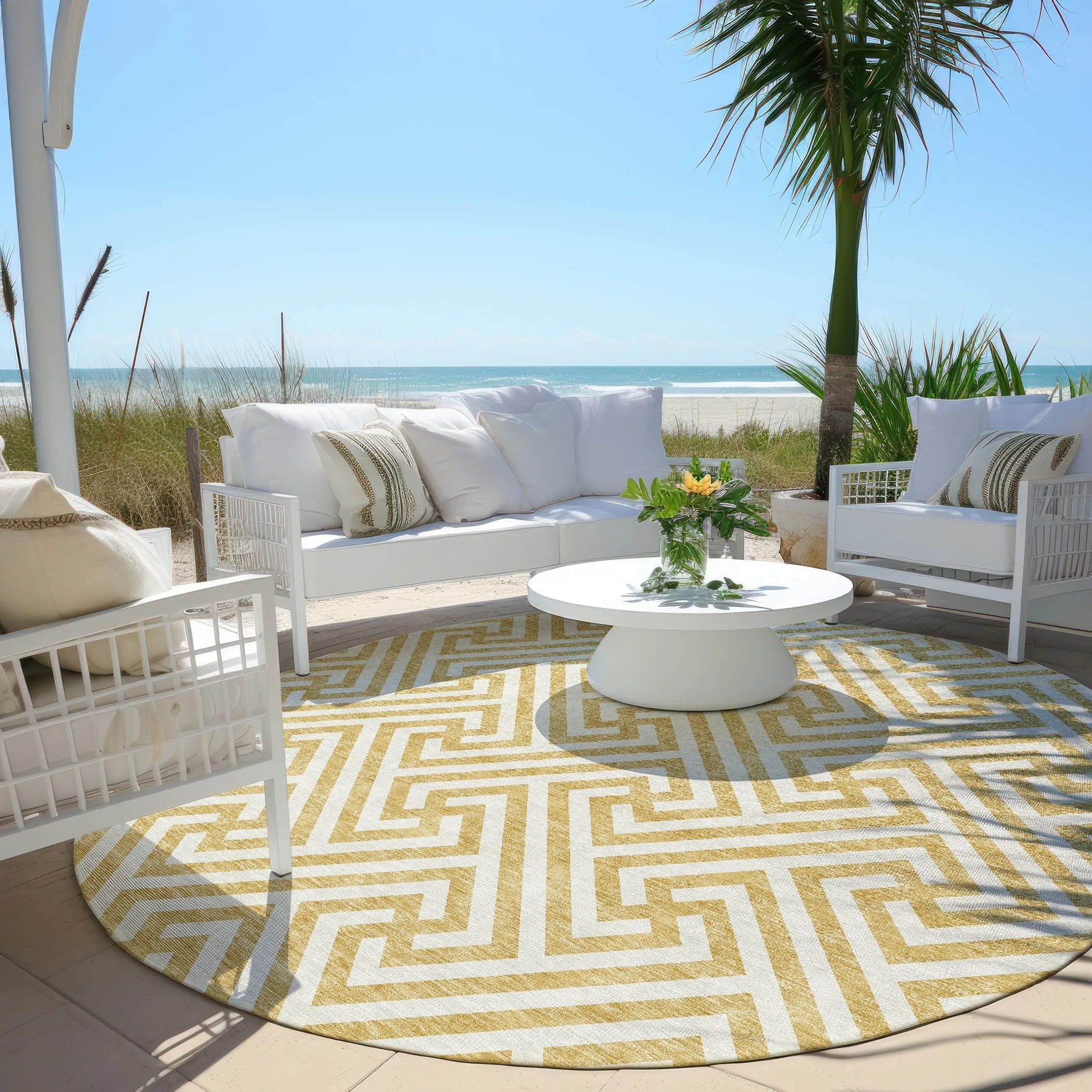 Machine Washable Indoor/ Outdoor Chantille Modern Geo Rug