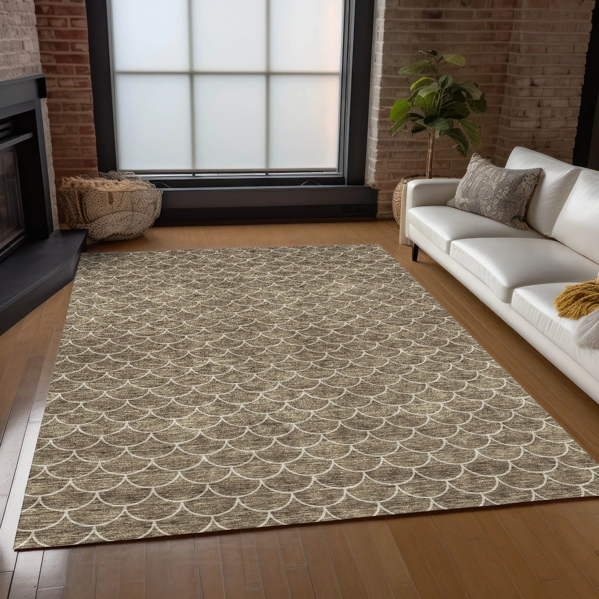 Machine Washable Indoor/ Outdoor Chantille Modern Geo Rug