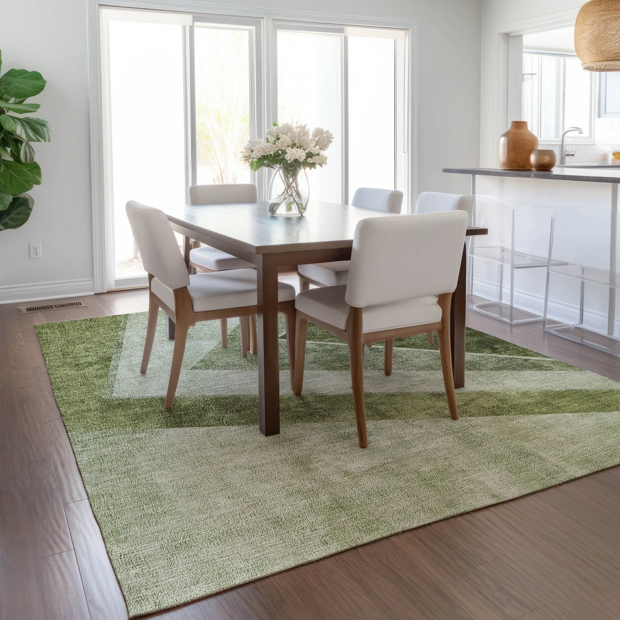Machine Washable Indoor/ Outdoor Chantille Modern Geometric Rug