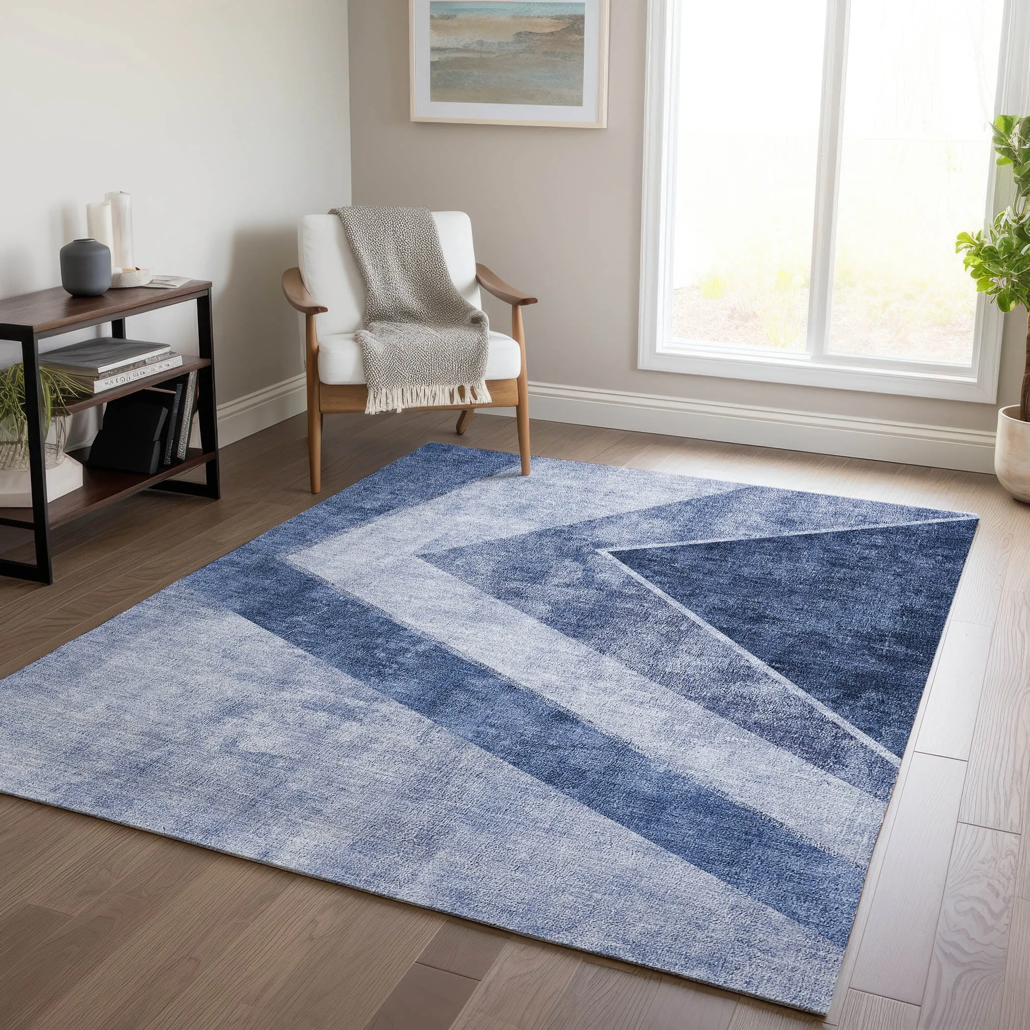 Machine Washable Indoor/ Outdoor Chantille Modern Geometric Rug