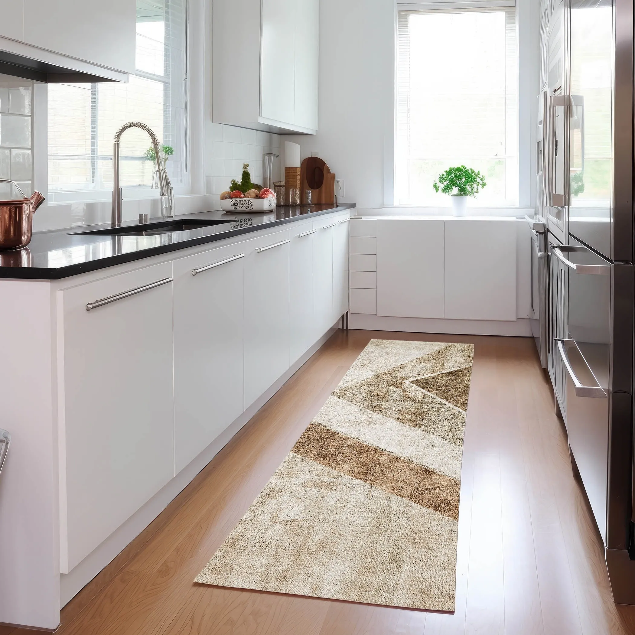 Machine Washable Indoor/ Outdoor Chantille Modern Geometric Rug