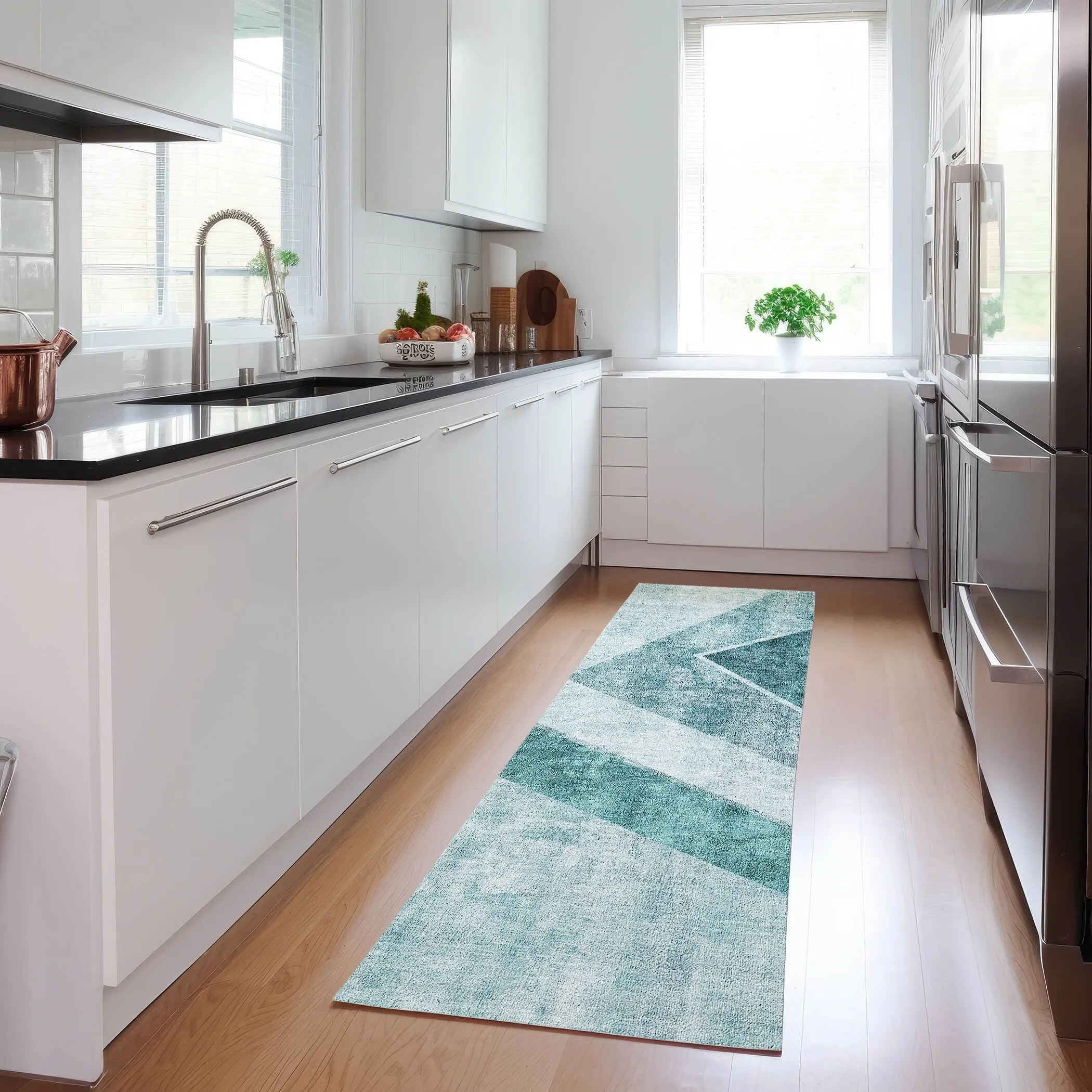 Machine Washable Indoor/ Outdoor Chantille Modern Geometric Rug