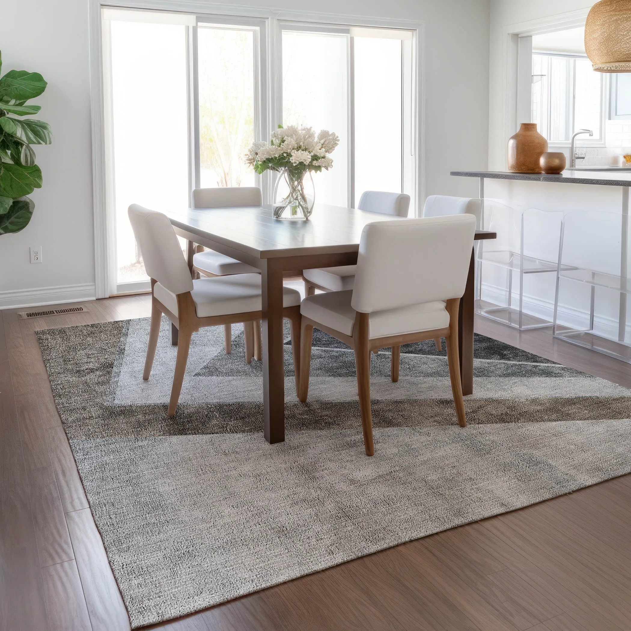 Machine Washable Indoor/ Outdoor Chantille Modern Geometric Rug