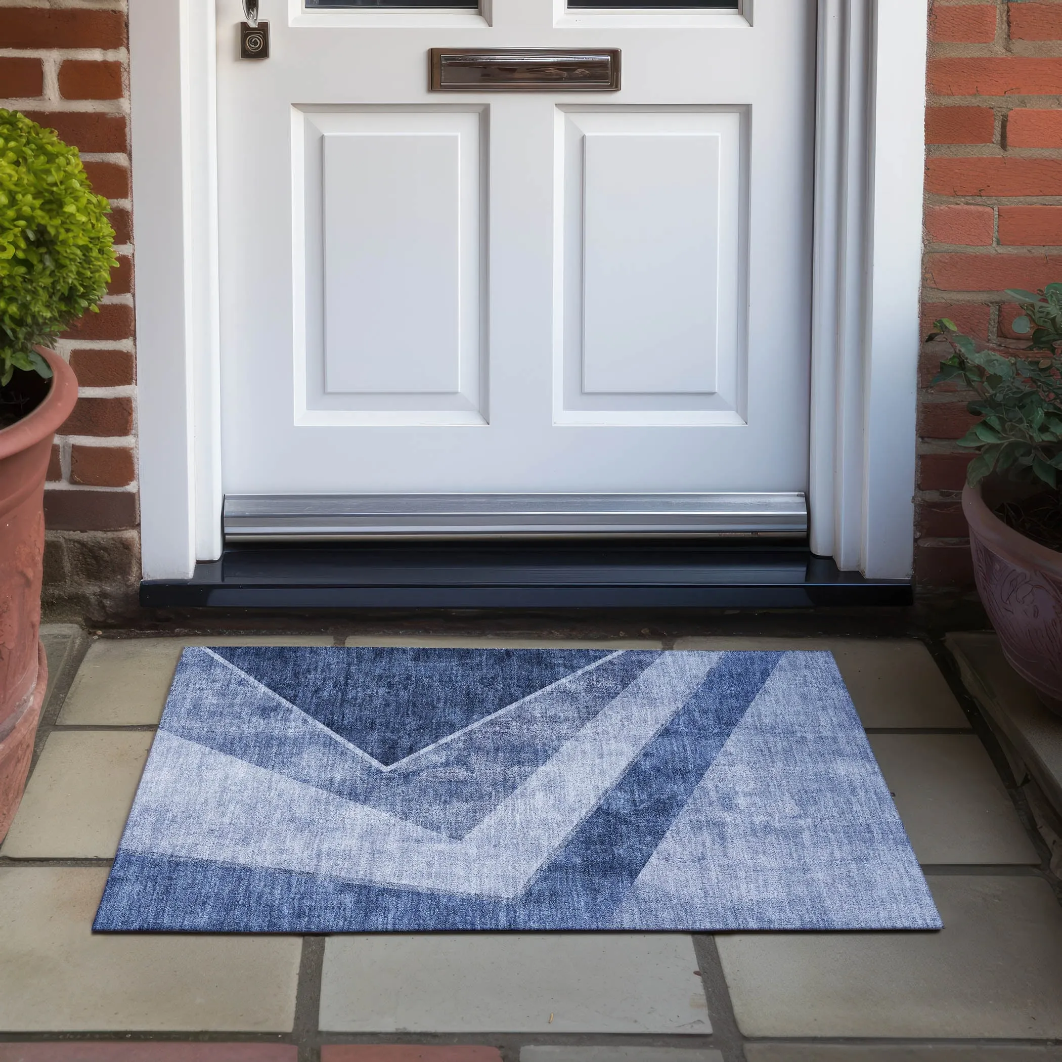 Machine Washable Indoor/ Outdoor Chantille Modern Geometric Rug