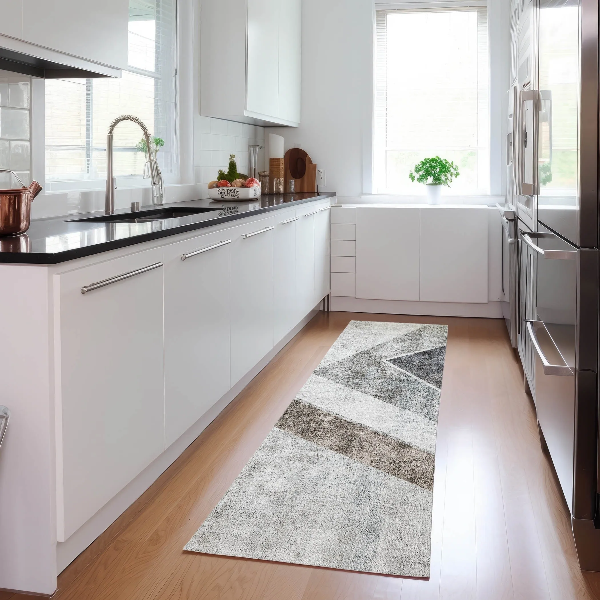Machine Washable Indoor/ Outdoor Chantille Modern Geometric Rug