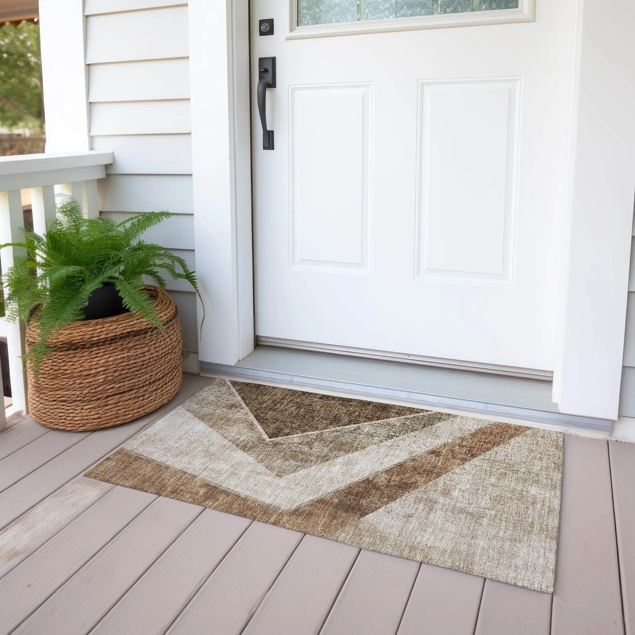 Machine Washable Indoor/ Outdoor Chantille Modern Geometric Rug