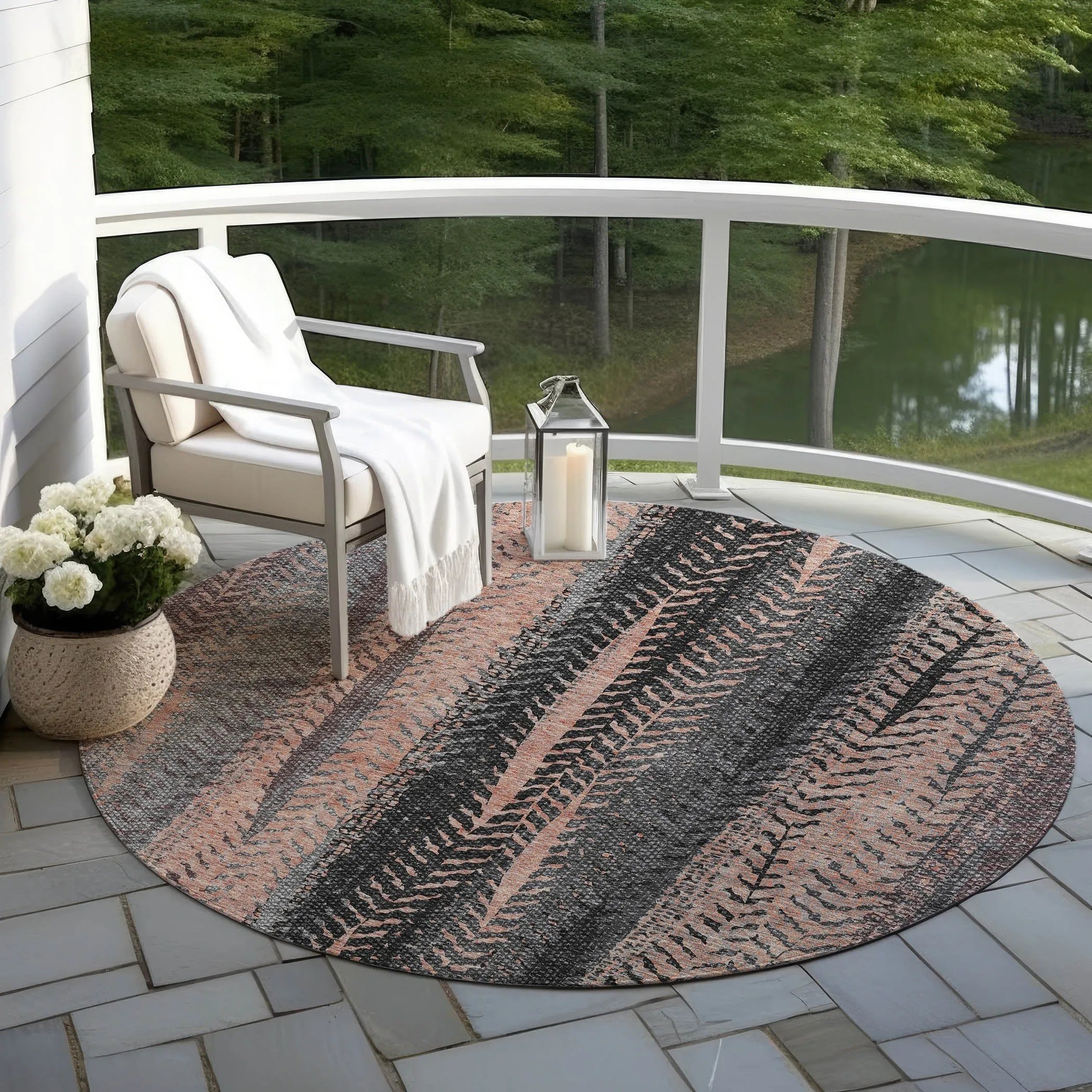 Machine Washable Indoor/ Outdoor Chantille Modern Imprints Rug