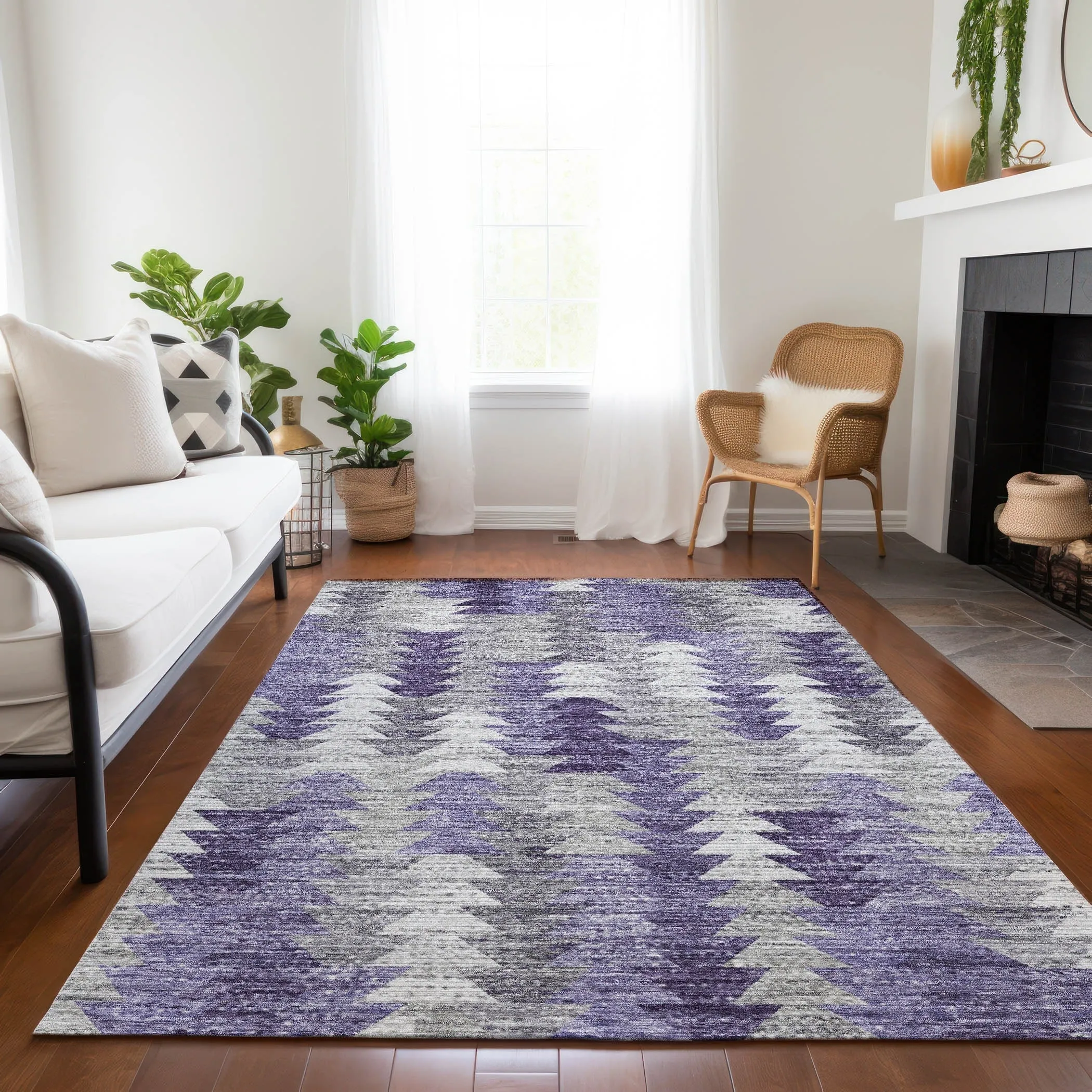 Machine Washable Indoor/ Outdoor Chantille Modern Moroccan Boho Rug