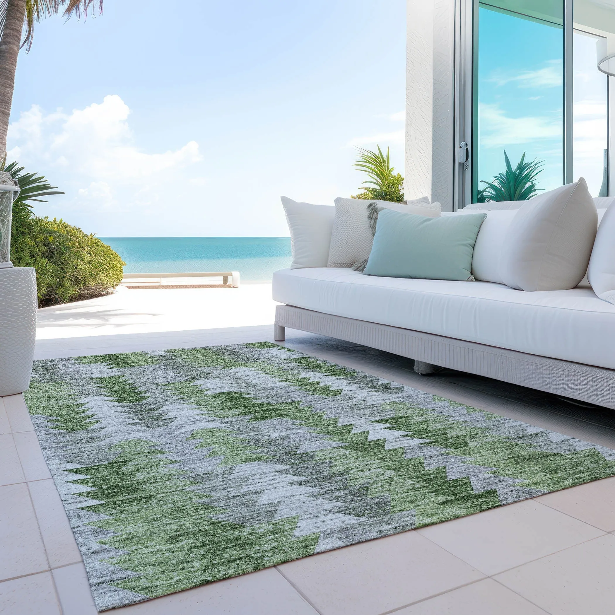 Machine Washable Indoor/ Outdoor Chantille Modern Moroccan Boho Rug