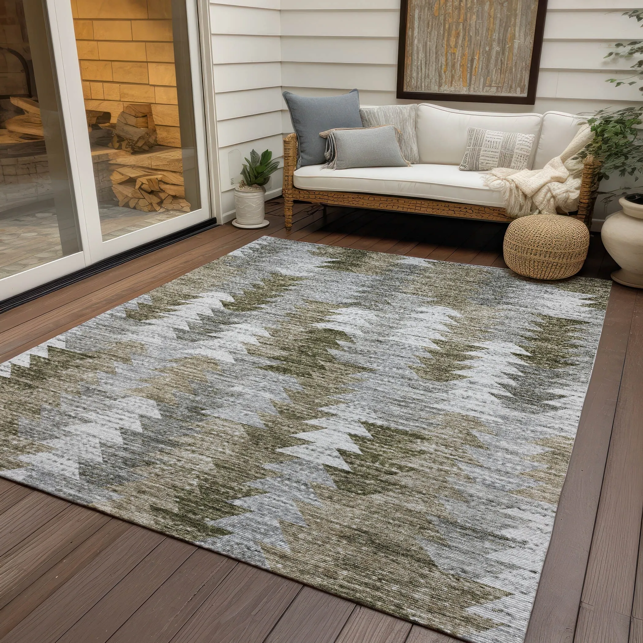 Machine Washable Indoor/ Outdoor Chantille Modern Moroccan Boho Rug