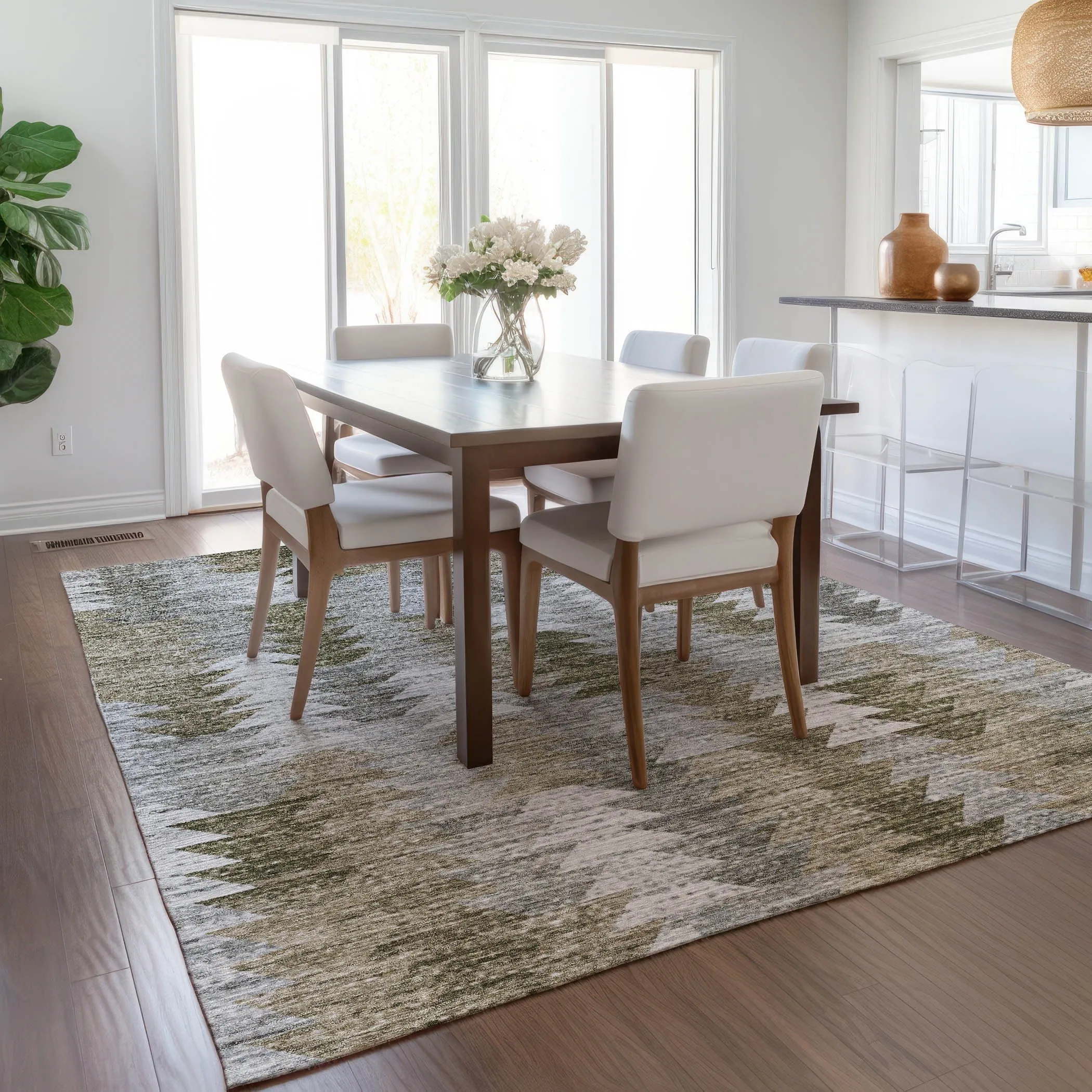 Machine Washable Indoor/ Outdoor Chantille Modern Moroccan Boho Rug