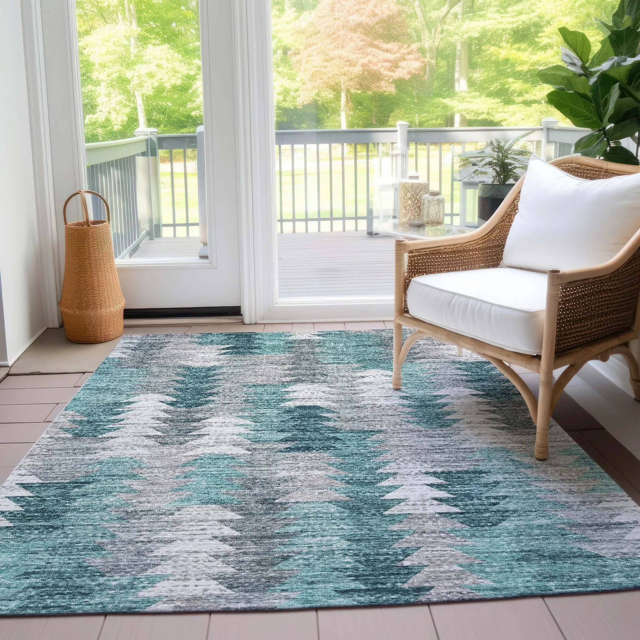 Machine Washable Indoor/ Outdoor Chantille Modern Moroccan Boho Rug