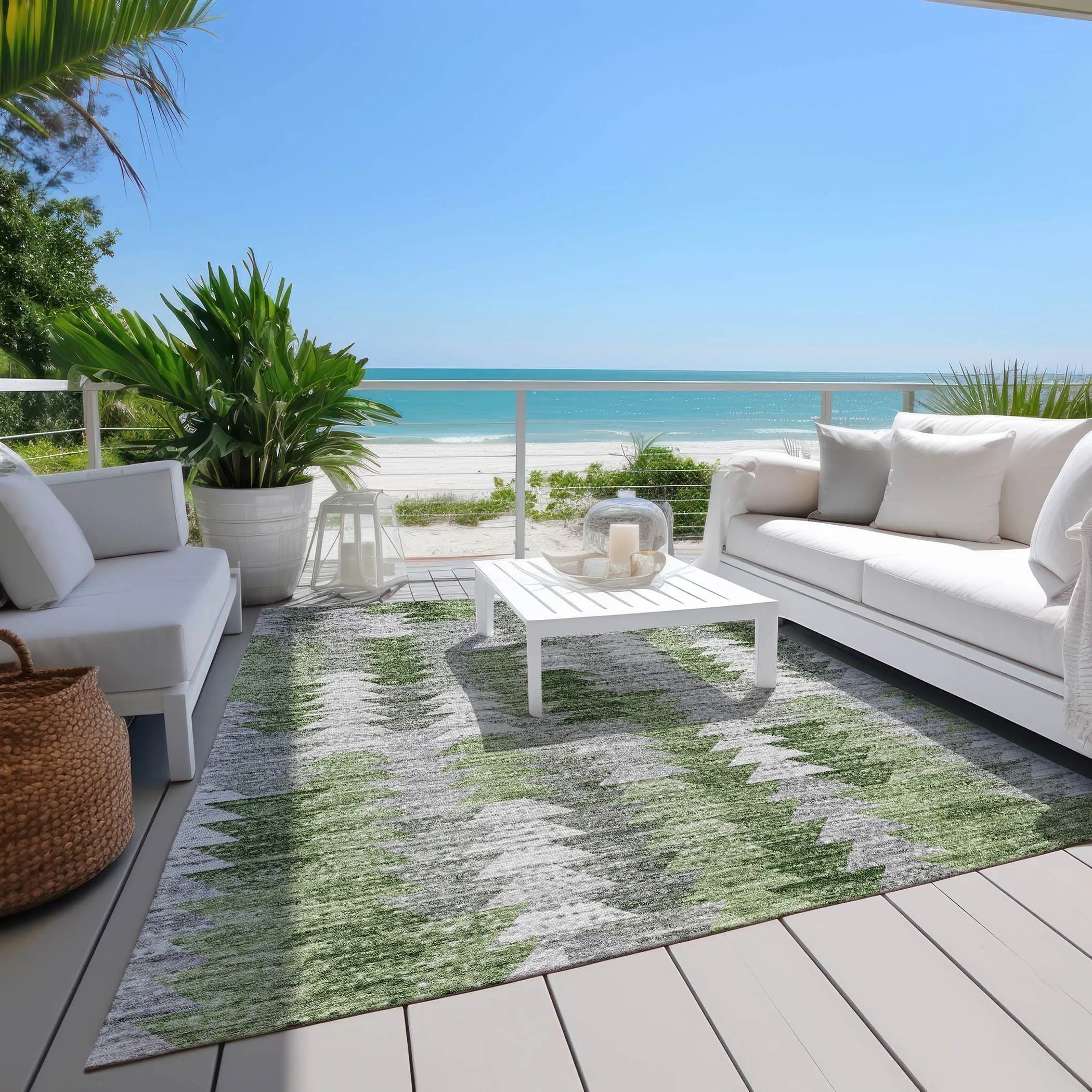 Machine Washable Indoor/ Outdoor Chantille Modern Moroccan Boho Rug