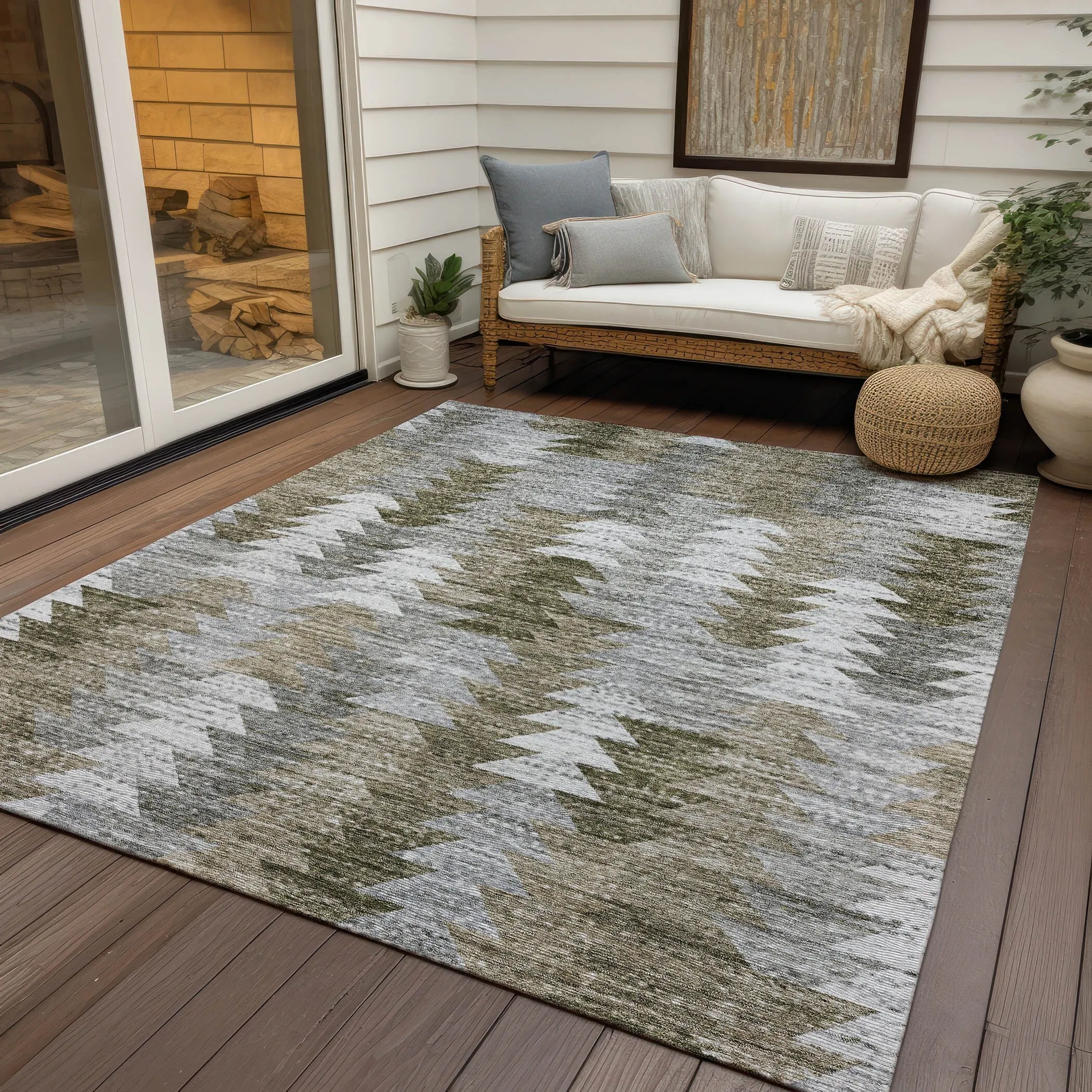 Machine Washable Indoor/ Outdoor Chantille Modern Moroccan Boho Rug