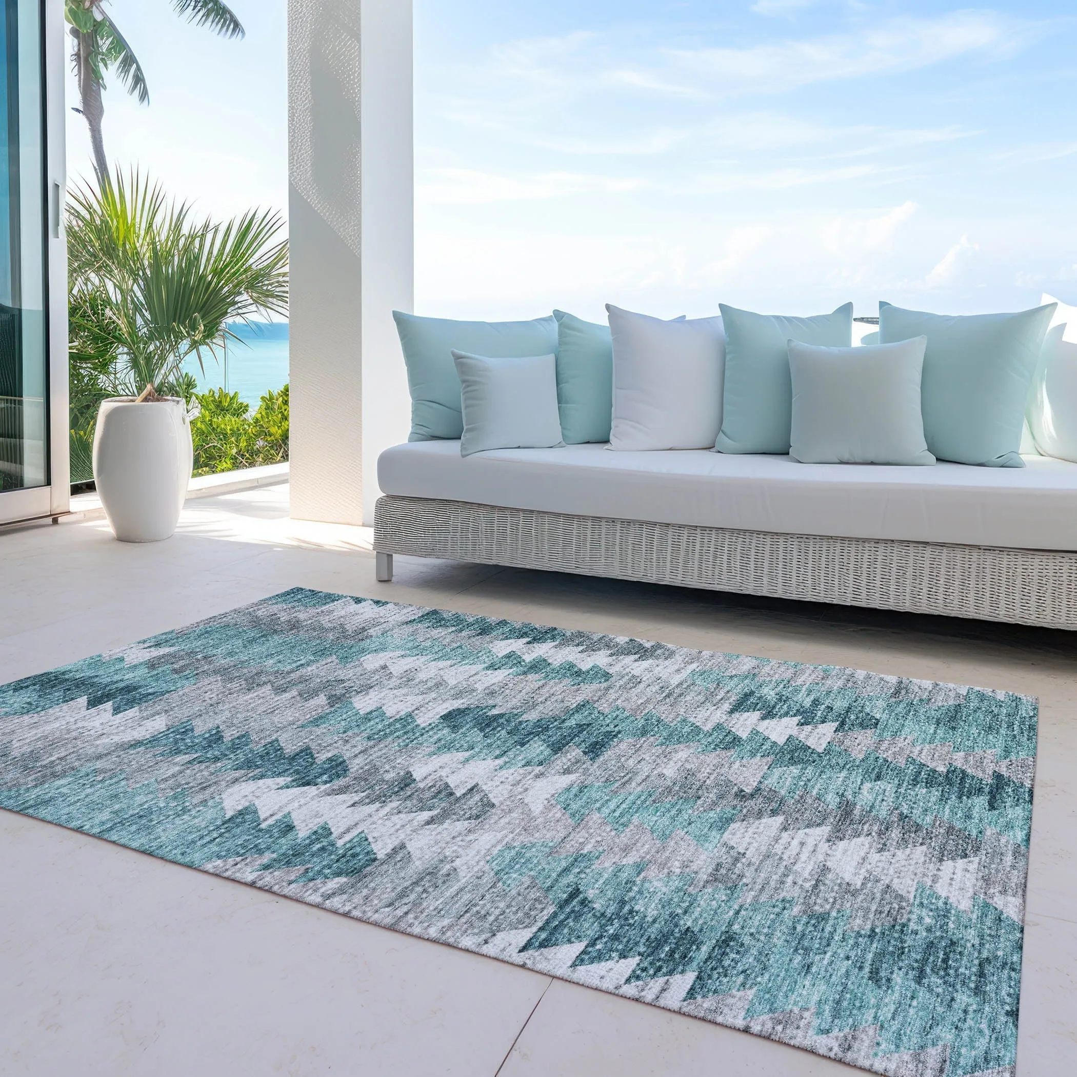 Machine Washable Indoor/ Outdoor Chantille Modern Moroccan Boho Rug