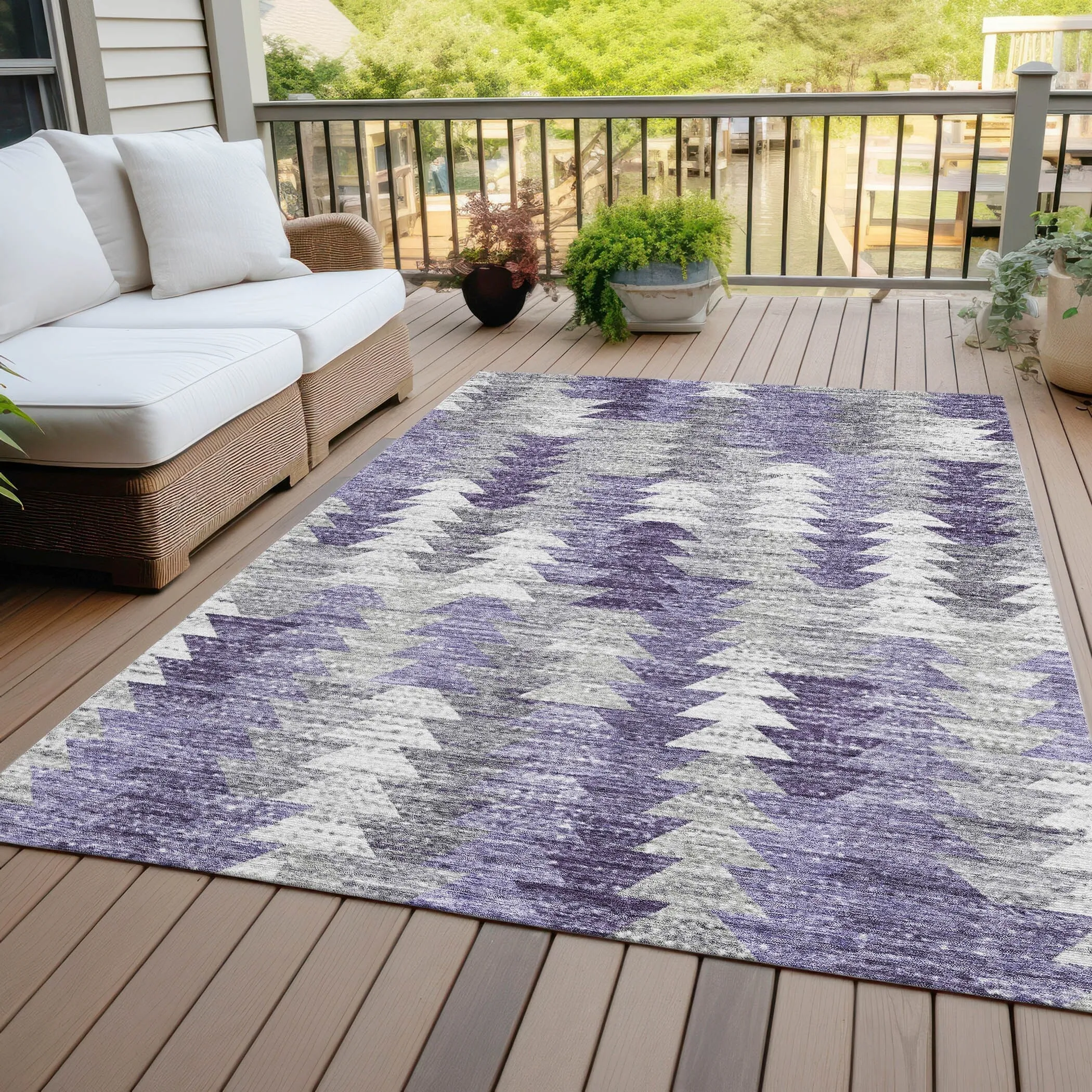 Machine Washable Indoor/ Outdoor Chantille Modern Moroccan Boho Rug