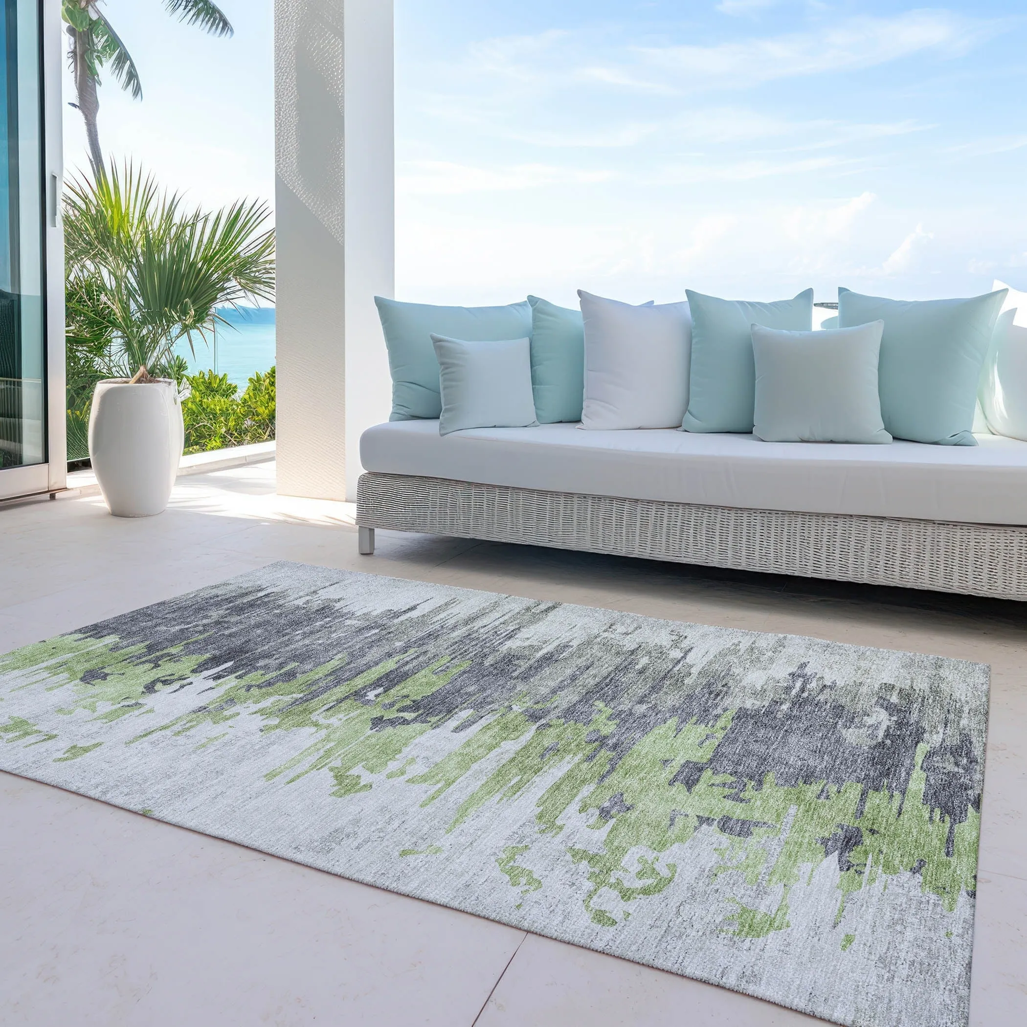 Machine Washable Indoor/ Outdoor Chantille Modern Ombre Rug