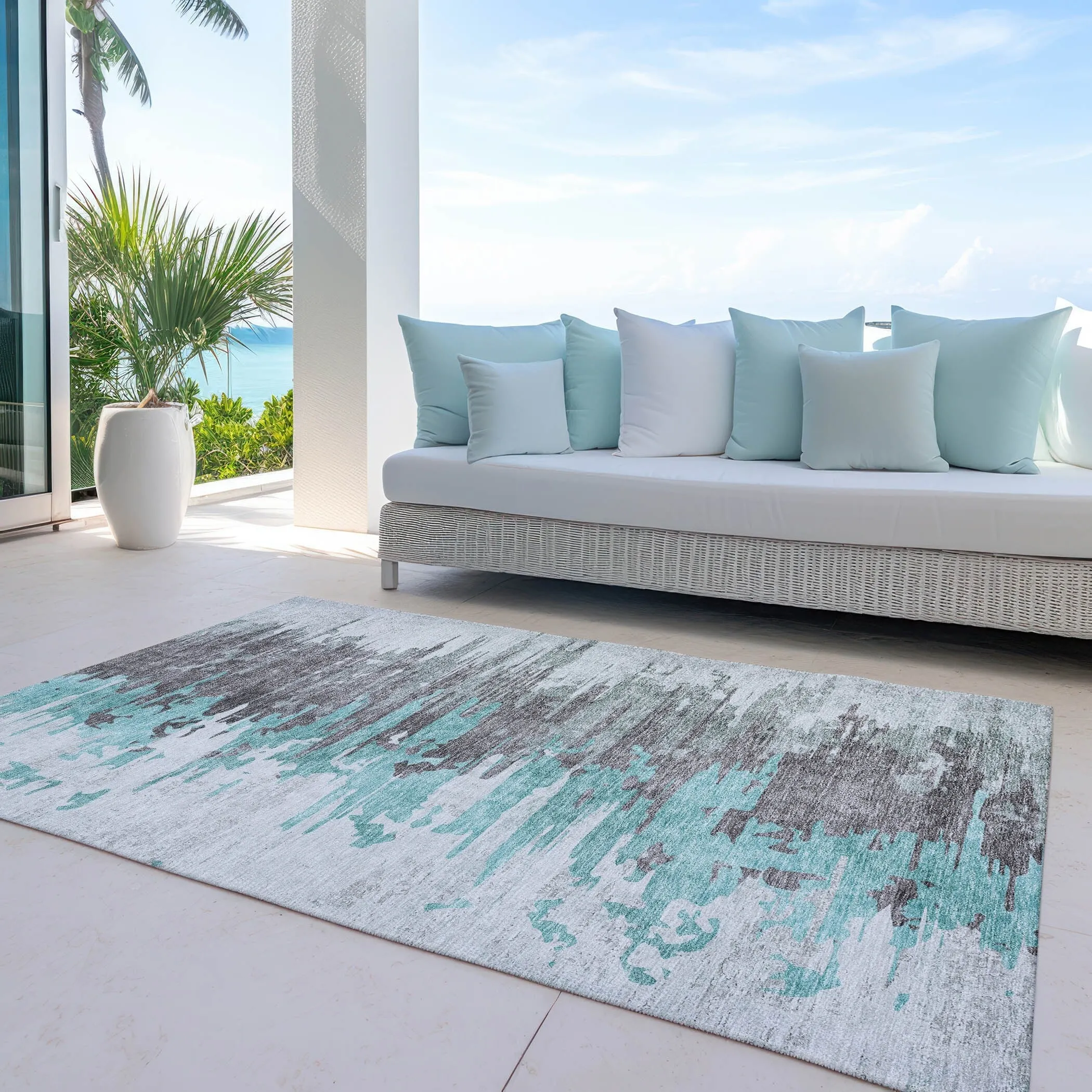 Machine Washable Indoor/ Outdoor Chantille Modern Ombre Rug