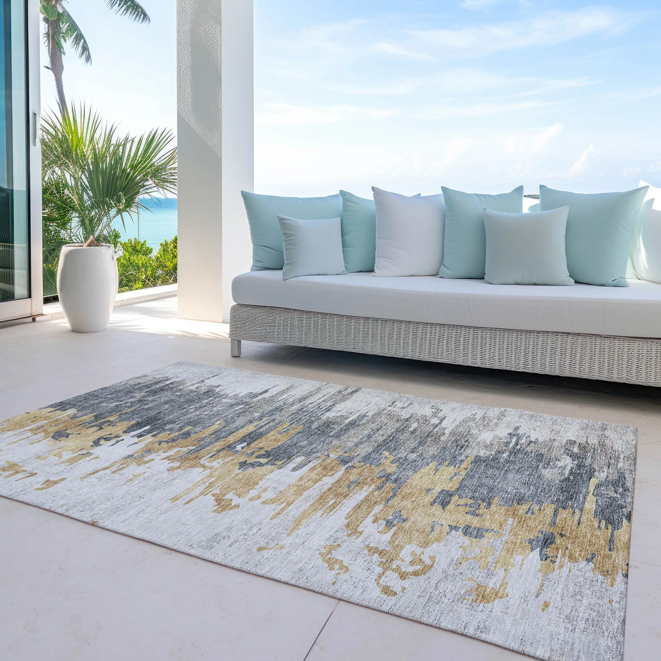 Machine Washable Indoor/ Outdoor Chantille Modern Ombre Rug