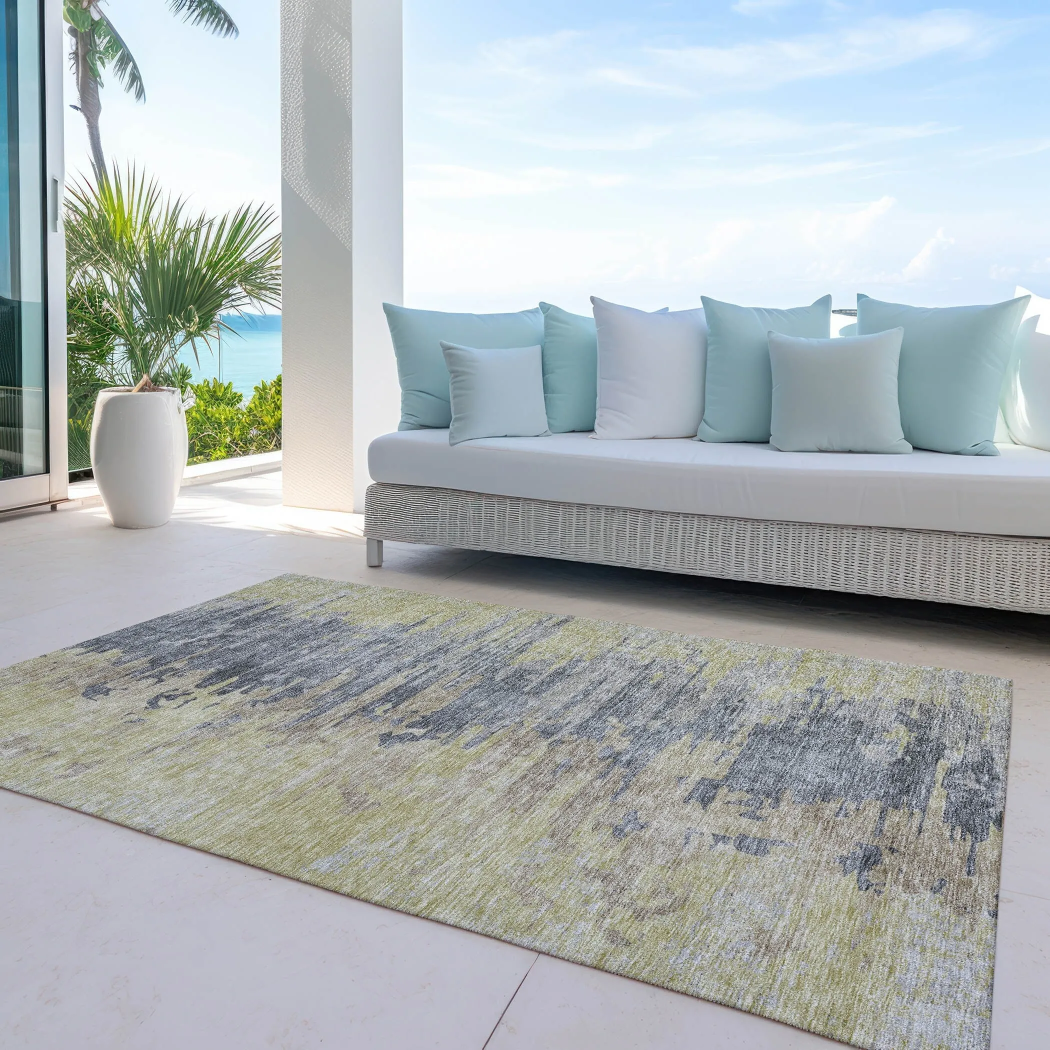 Machine Washable Indoor/ Outdoor Chantille Modern Ombre Rug
