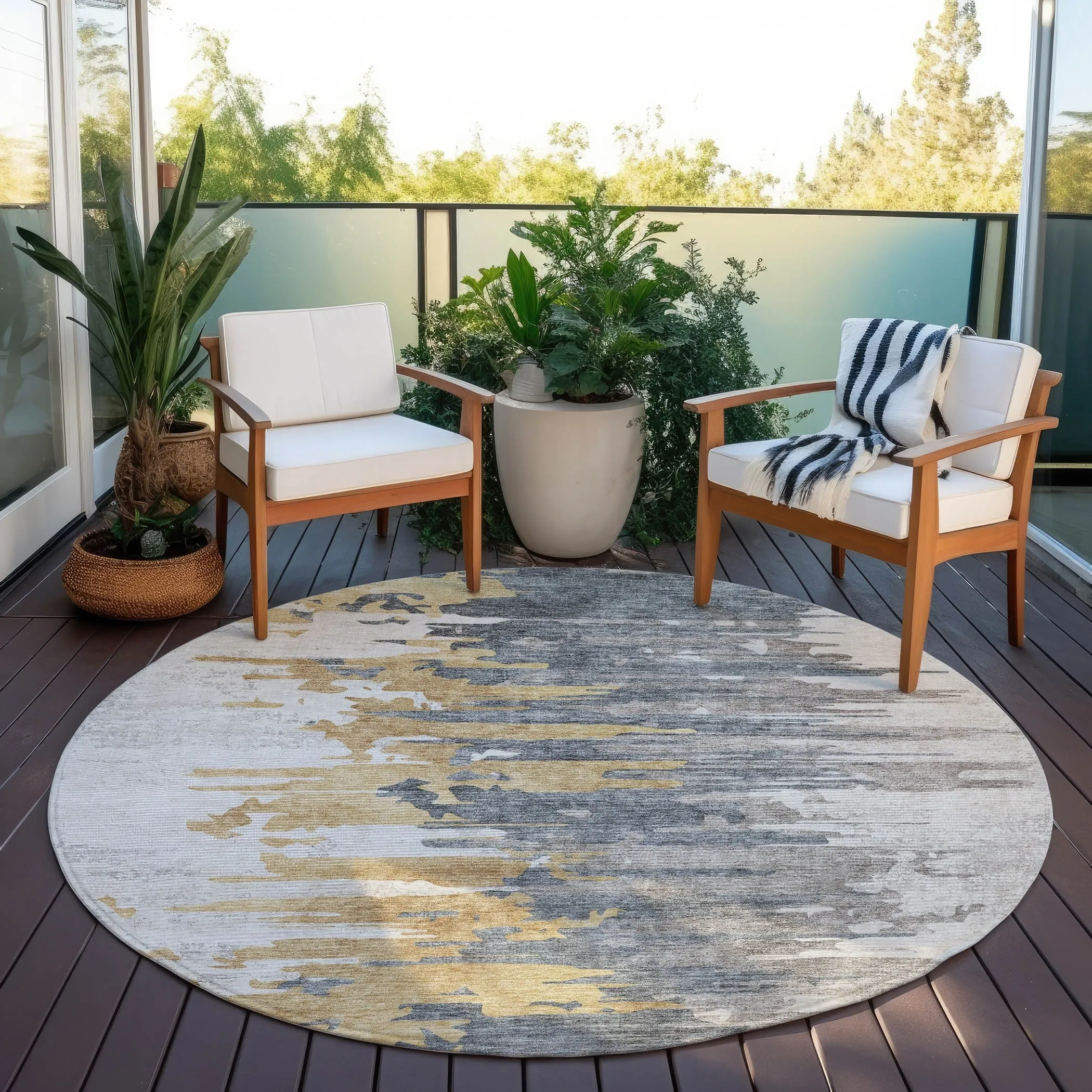 Machine Washable Indoor/ Outdoor Chantille Modern Ombre Rug