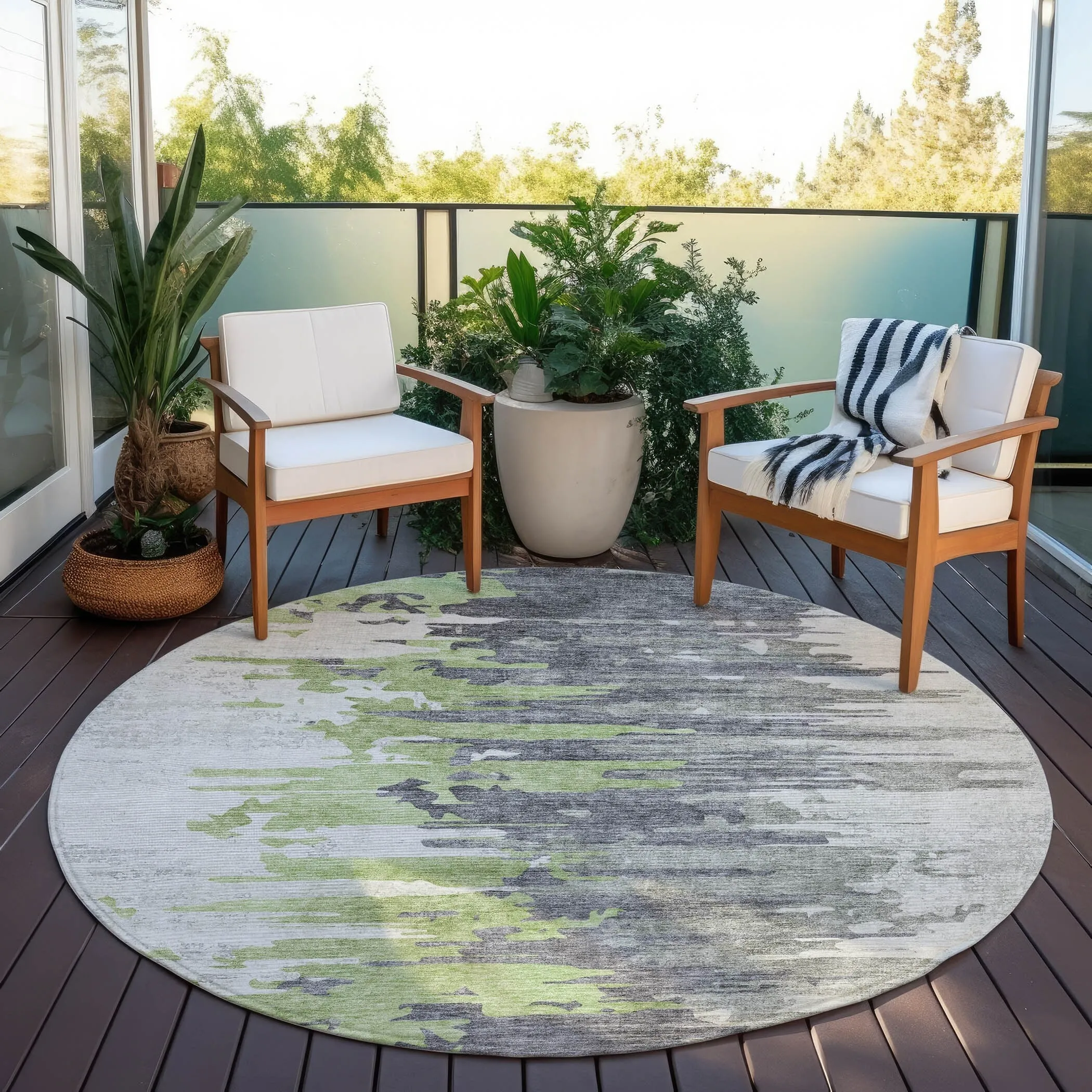 Machine Washable Indoor/ Outdoor Chantille Modern Ombre Rug