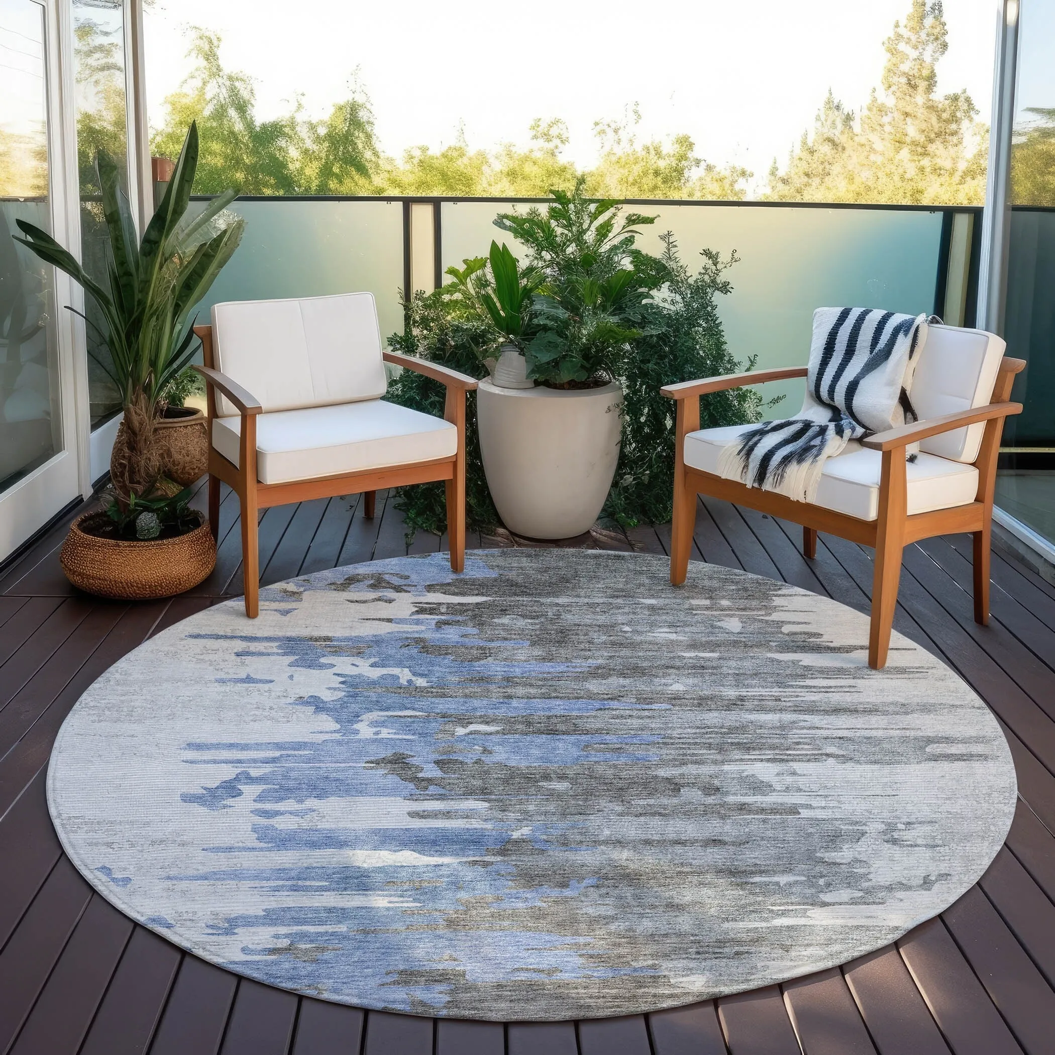 Machine Washable Indoor/ Outdoor Chantille Modern Ombre Rug
