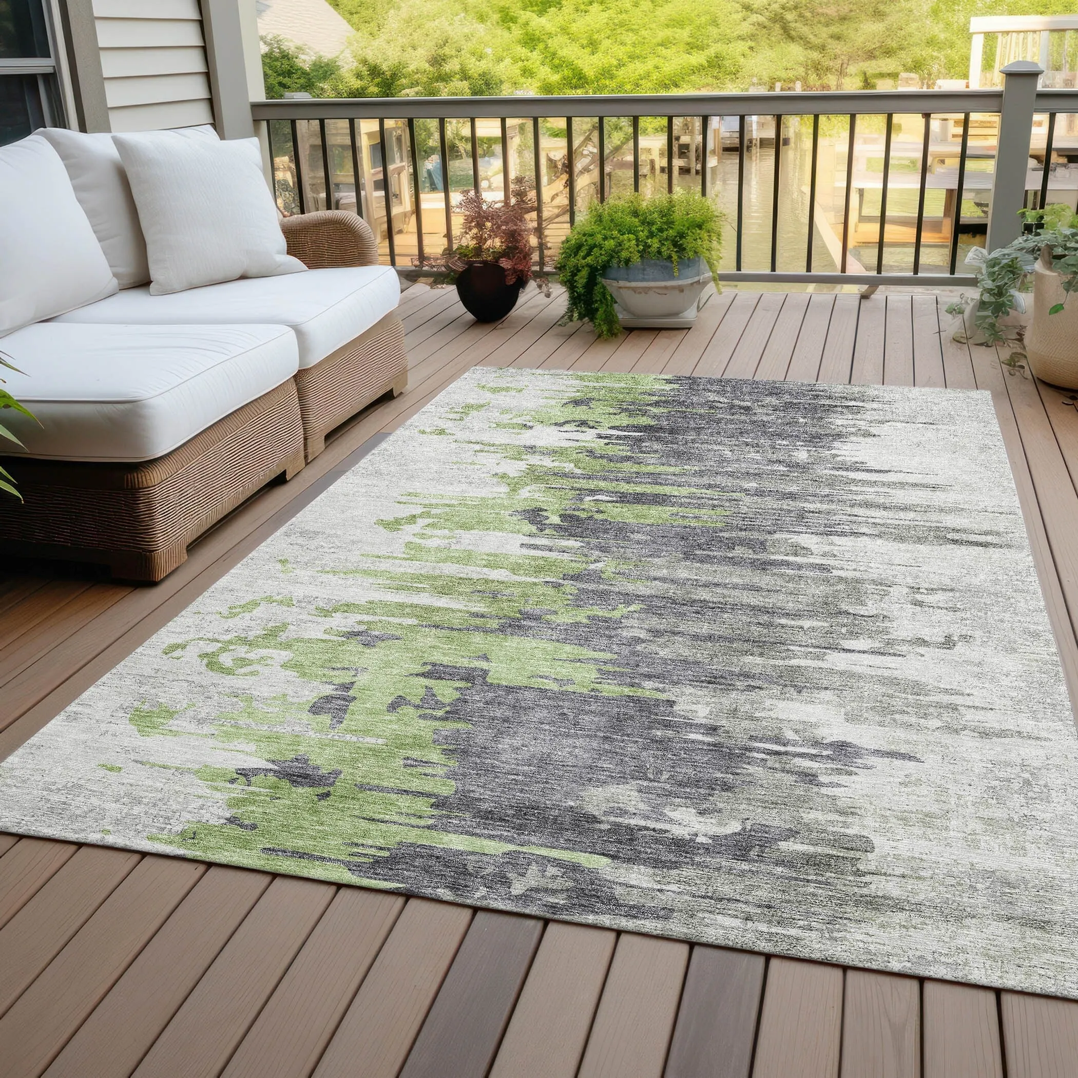 Machine Washable Indoor/ Outdoor Chantille Modern Ombre Rug