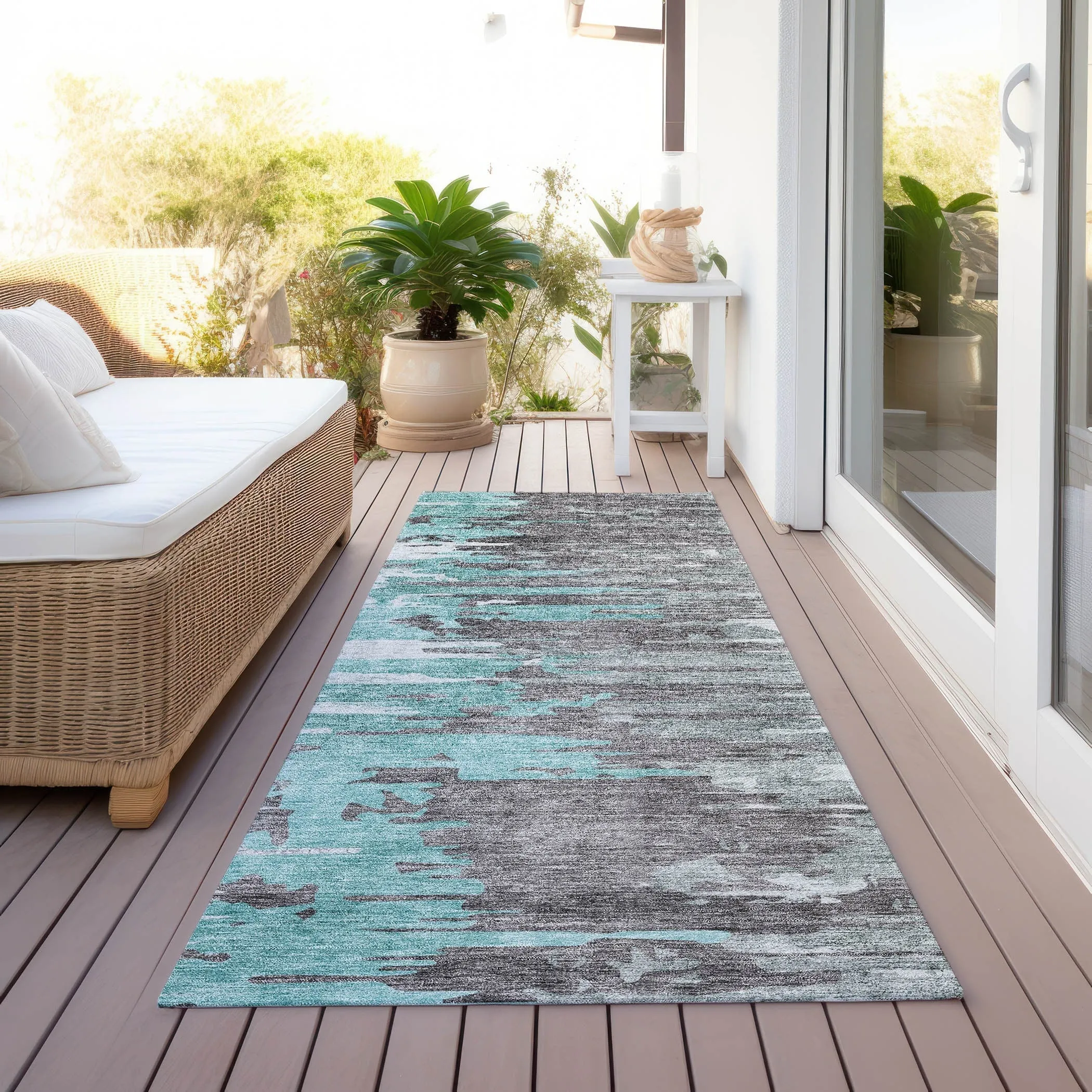 Machine Washable Indoor/ Outdoor Chantille Modern Ombre Rug