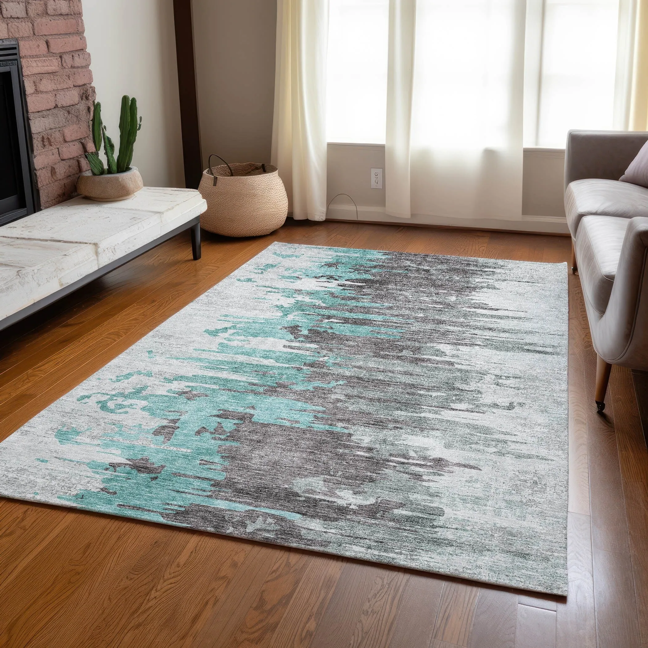 Machine Washable Indoor/ Outdoor Chantille Modern Ombre Rug