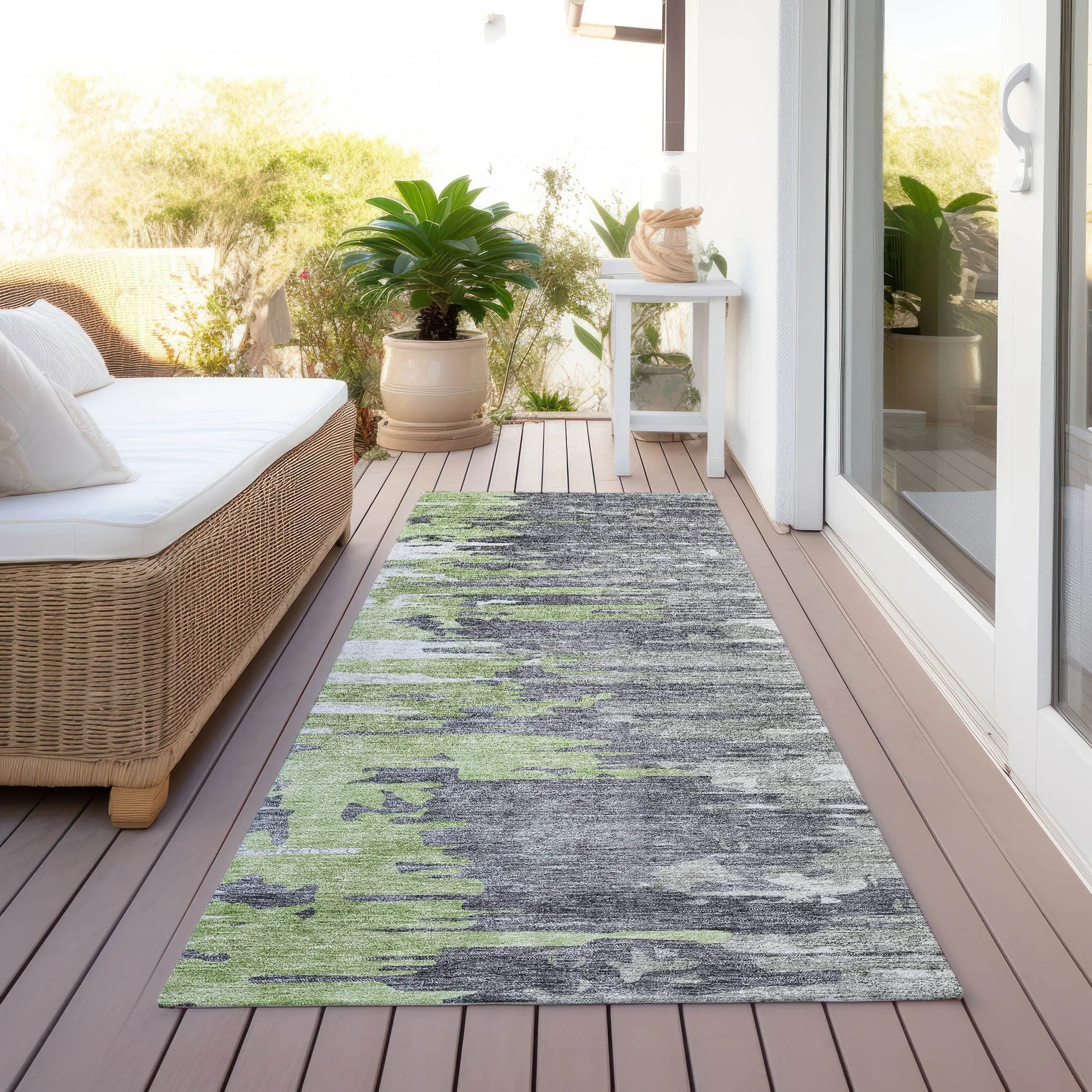 Machine Washable Indoor/ Outdoor Chantille Modern Ombre Rug