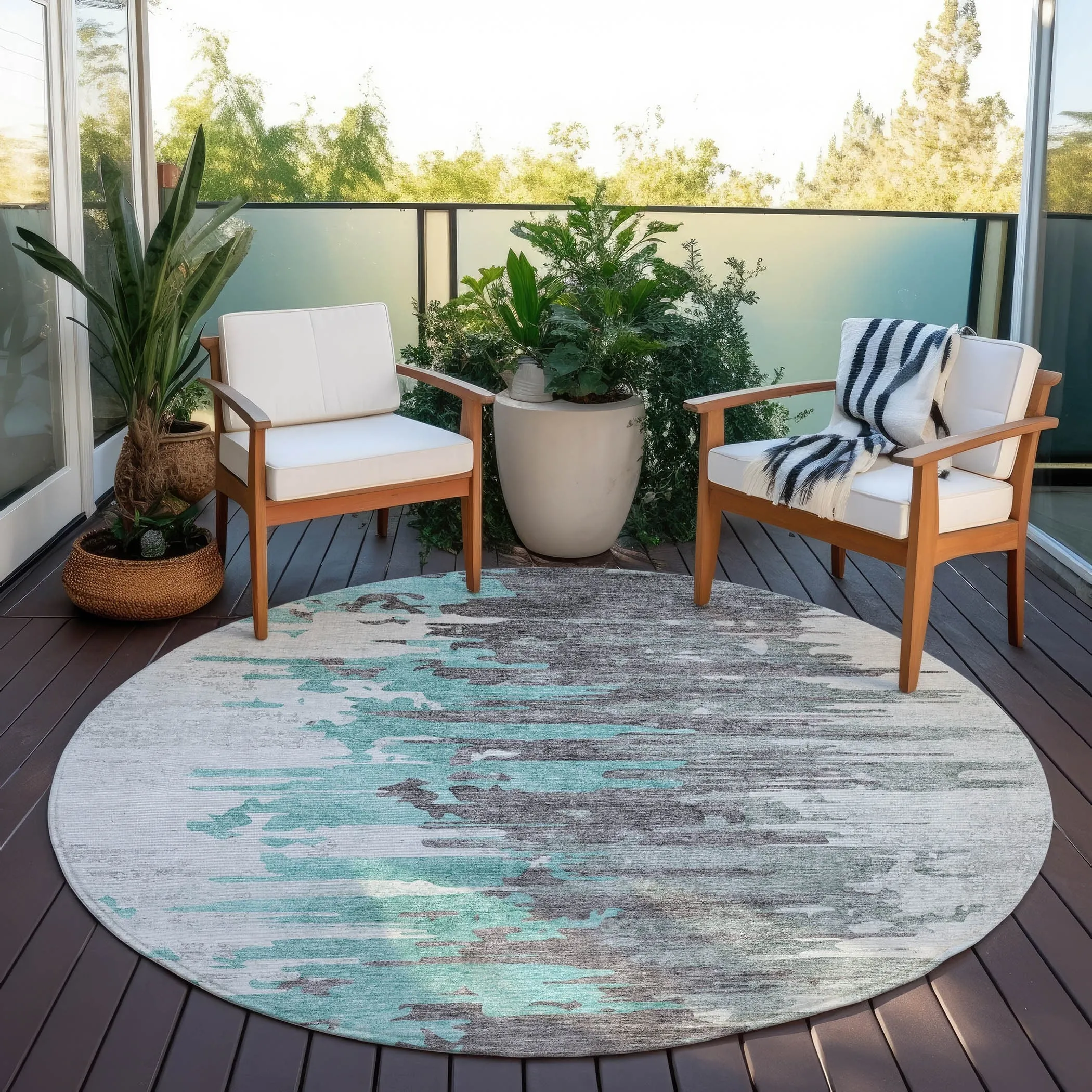 Machine Washable Indoor/ Outdoor Chantille Modern Ombre Rug