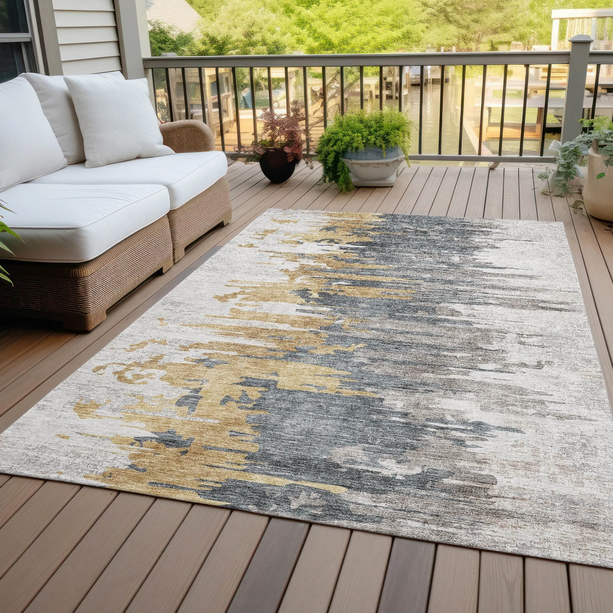 Machine Washable Indoor/ Outdoor Chantille Modern Ombre Rug