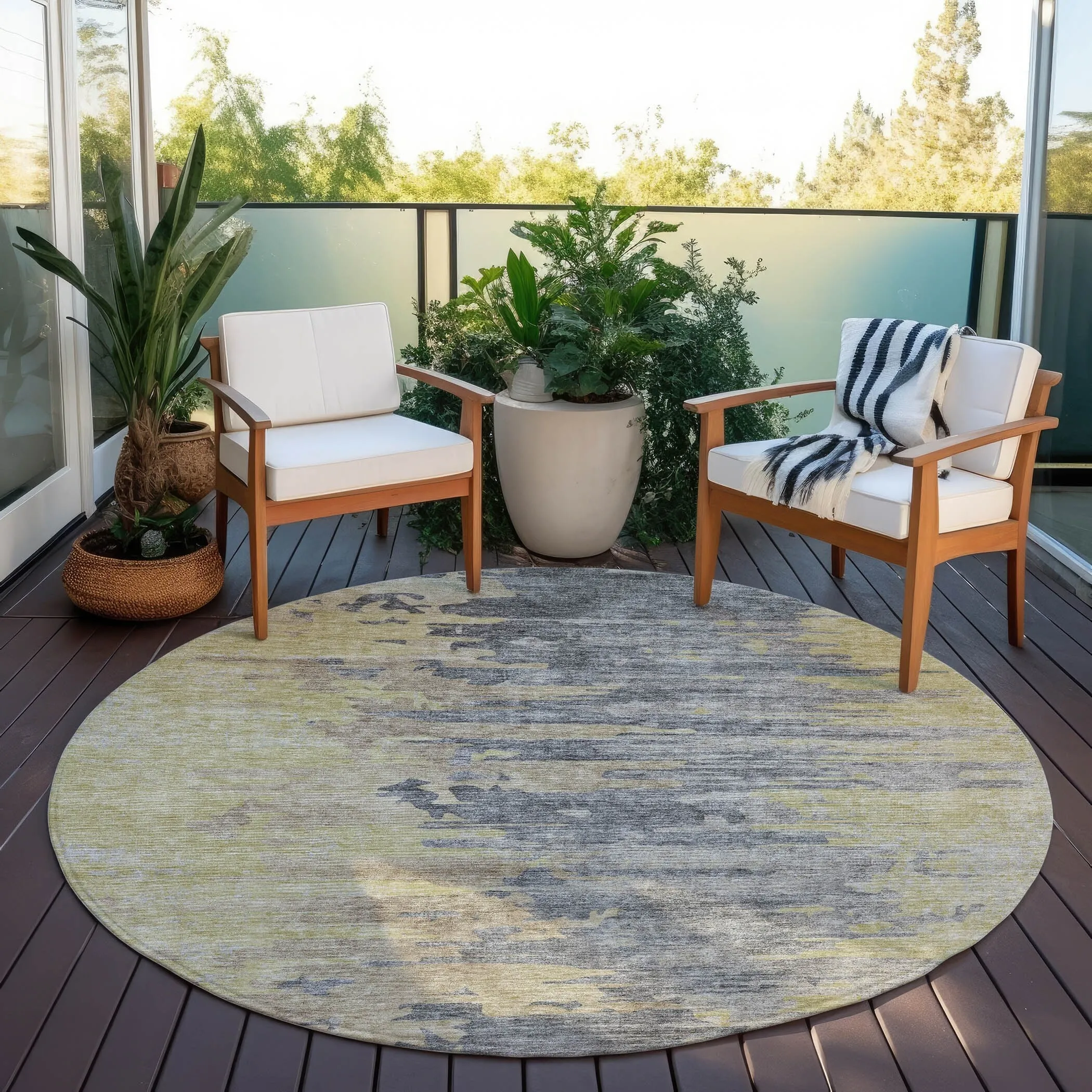 Machine Washable Indoor/ Outdoor Chantille Modern Ombre Rug