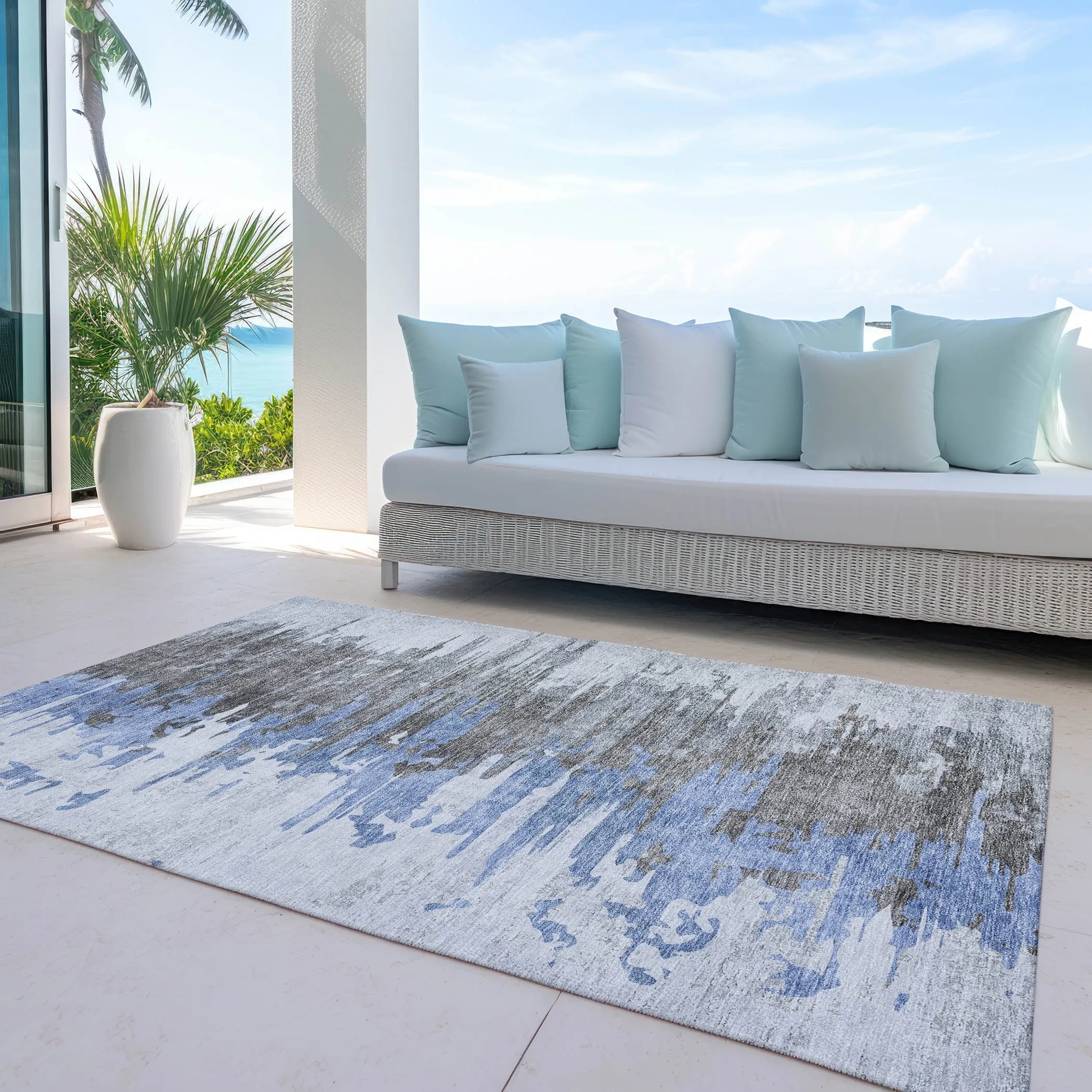 Machine Washable Indoor/ Outdoor Chantille Modern Ombre Rug