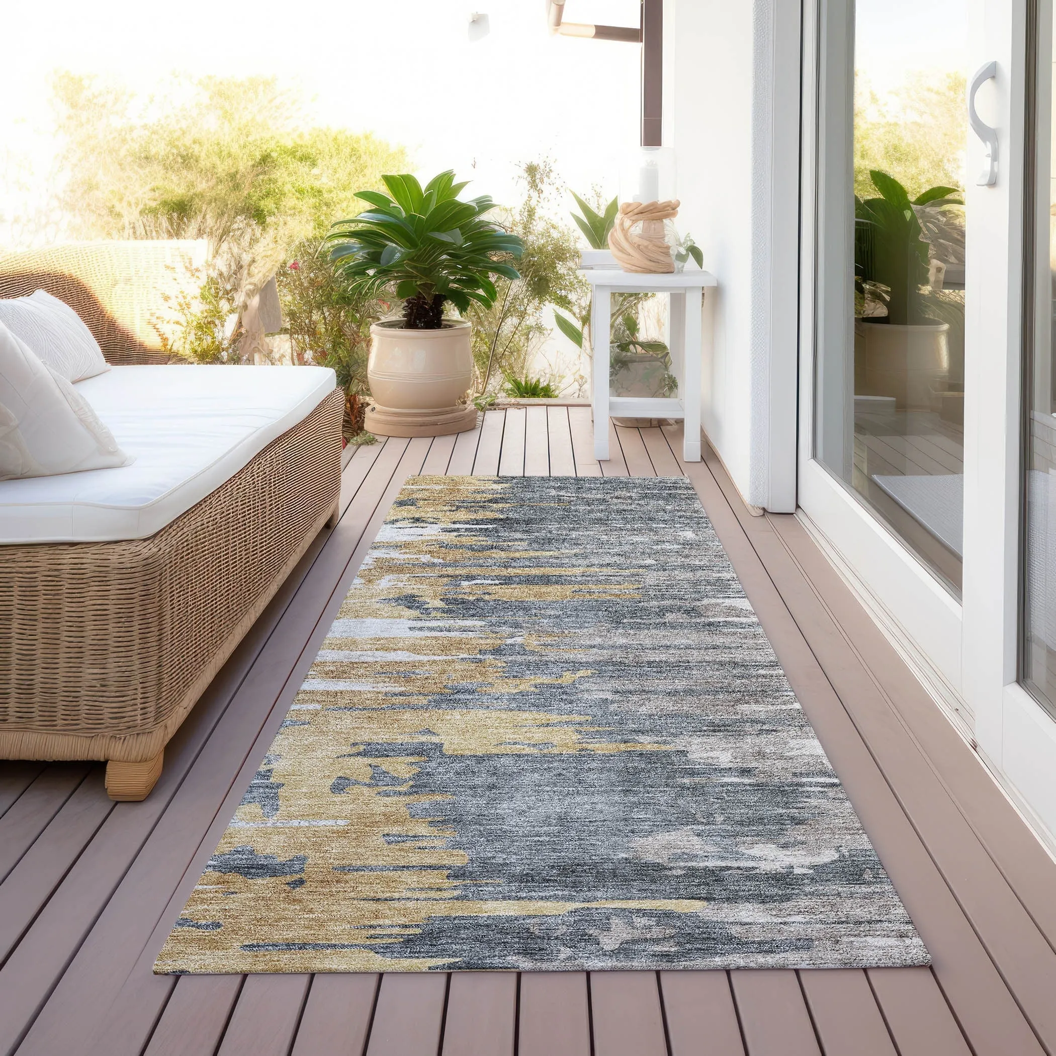 Machine Washable Indoor/ Outdoor Chantille Modern Ombre Rug