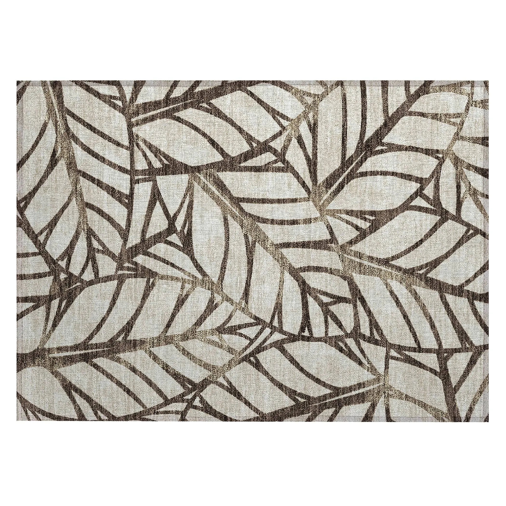Machine Washable Indoor/ Outdoor Chantille Modern Palm Rug