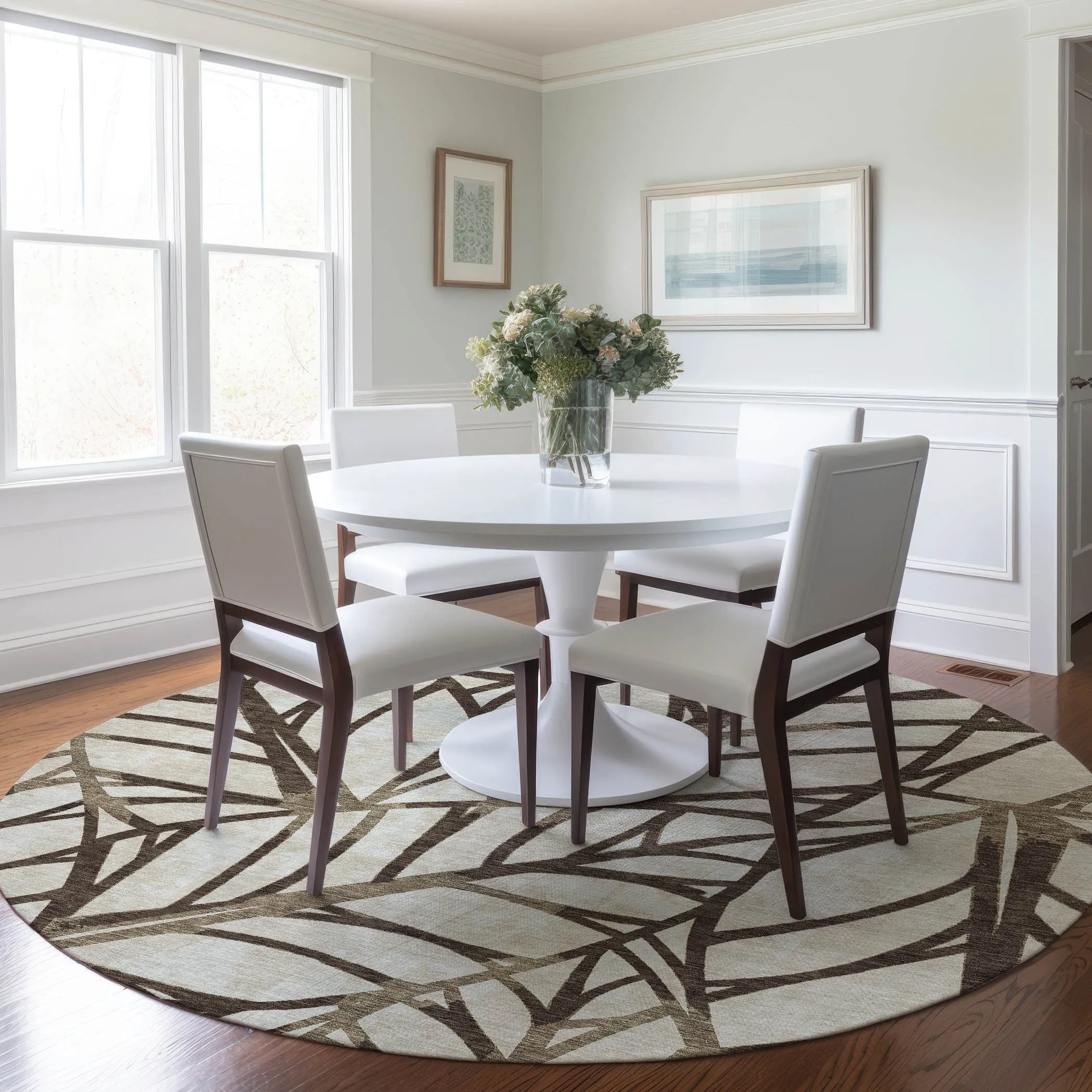 Machine Washable Indoor/ Outdoor Chantille Modern Palm Rug