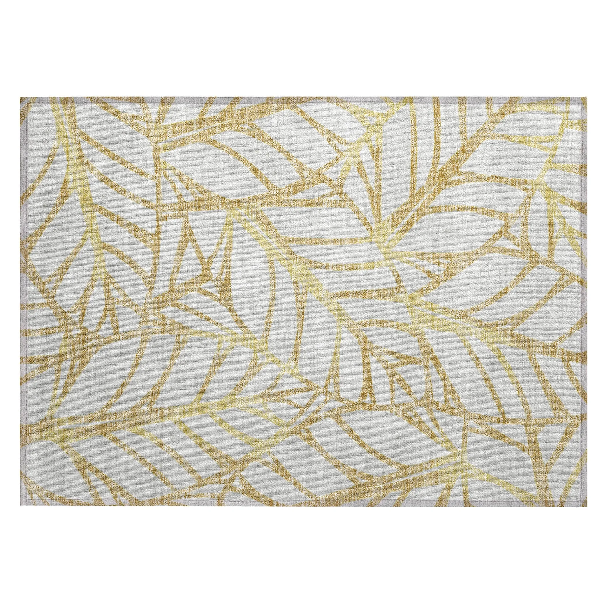 Machine Washable Indoor/ Outdoor Chantille Modern Palm Rug