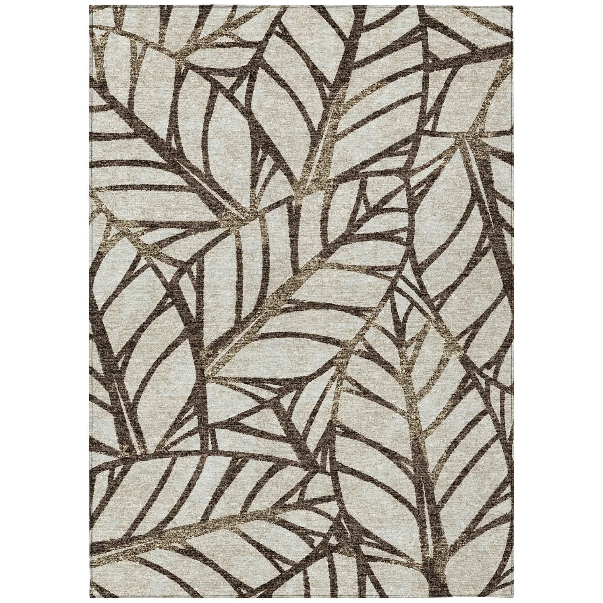 Machine Washable Indoor/ Outdoor Chantille Modern Palm Rug