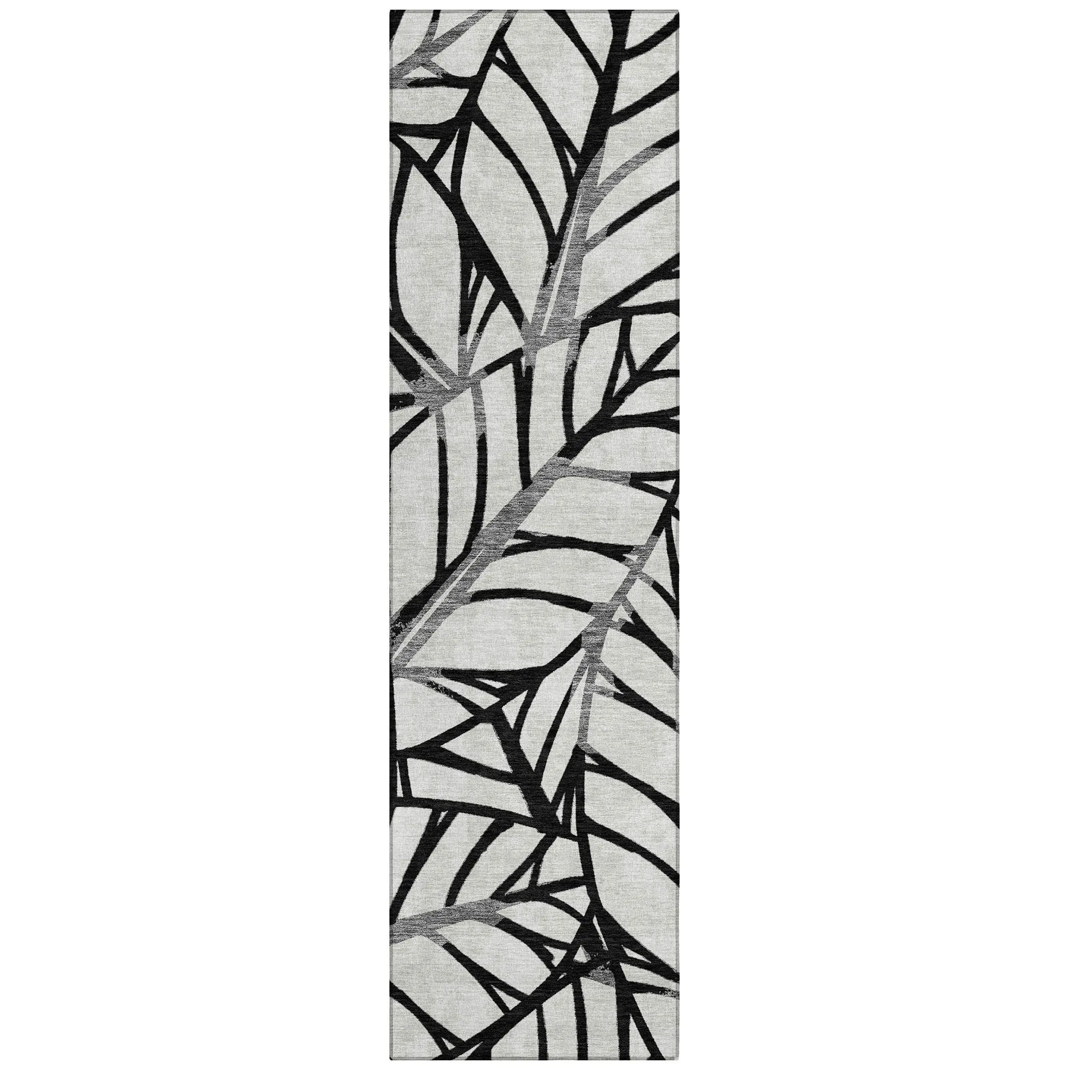 Machine Washable Indoor/ Outdoor Chantille Modern Palm Rug