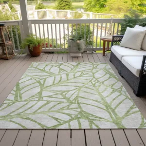 Machine Washable Indoor/ Outdoor Chantille Modern Palm Rug