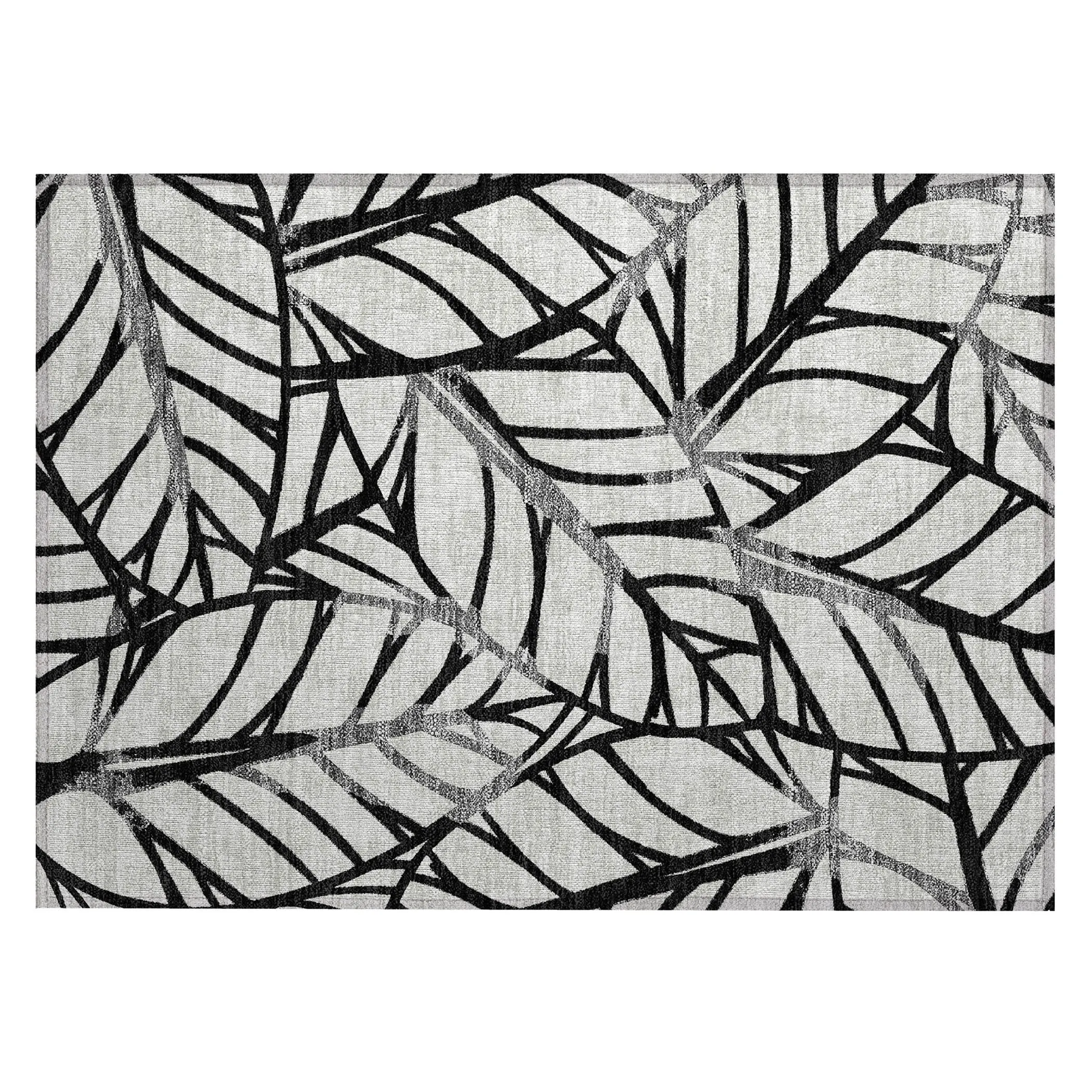 Machine Washable Indoor/ Outdoor Chantille Modern Palm Rug