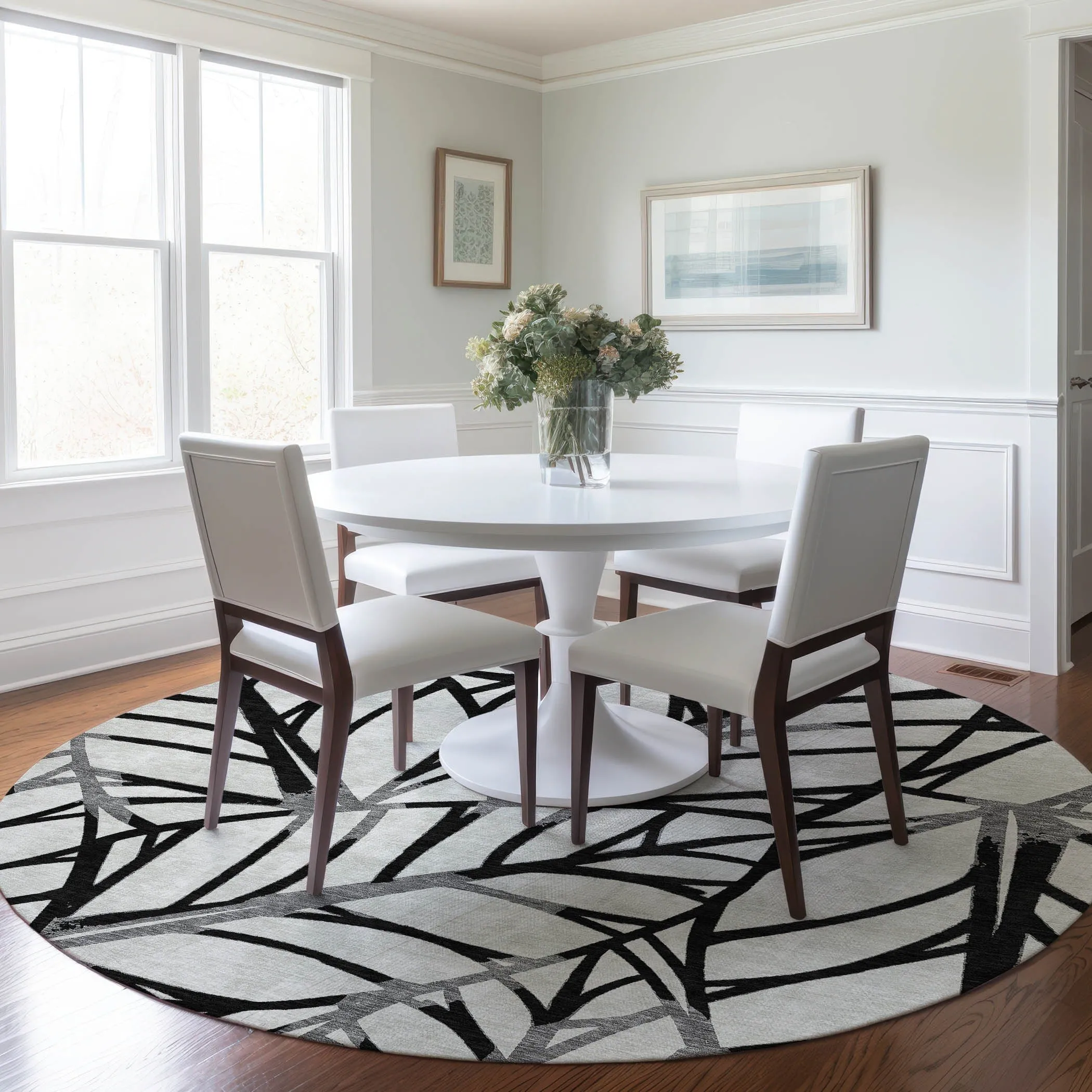 Machine Washable Indoor/ Outdoor Chantille Modern Palm Rug