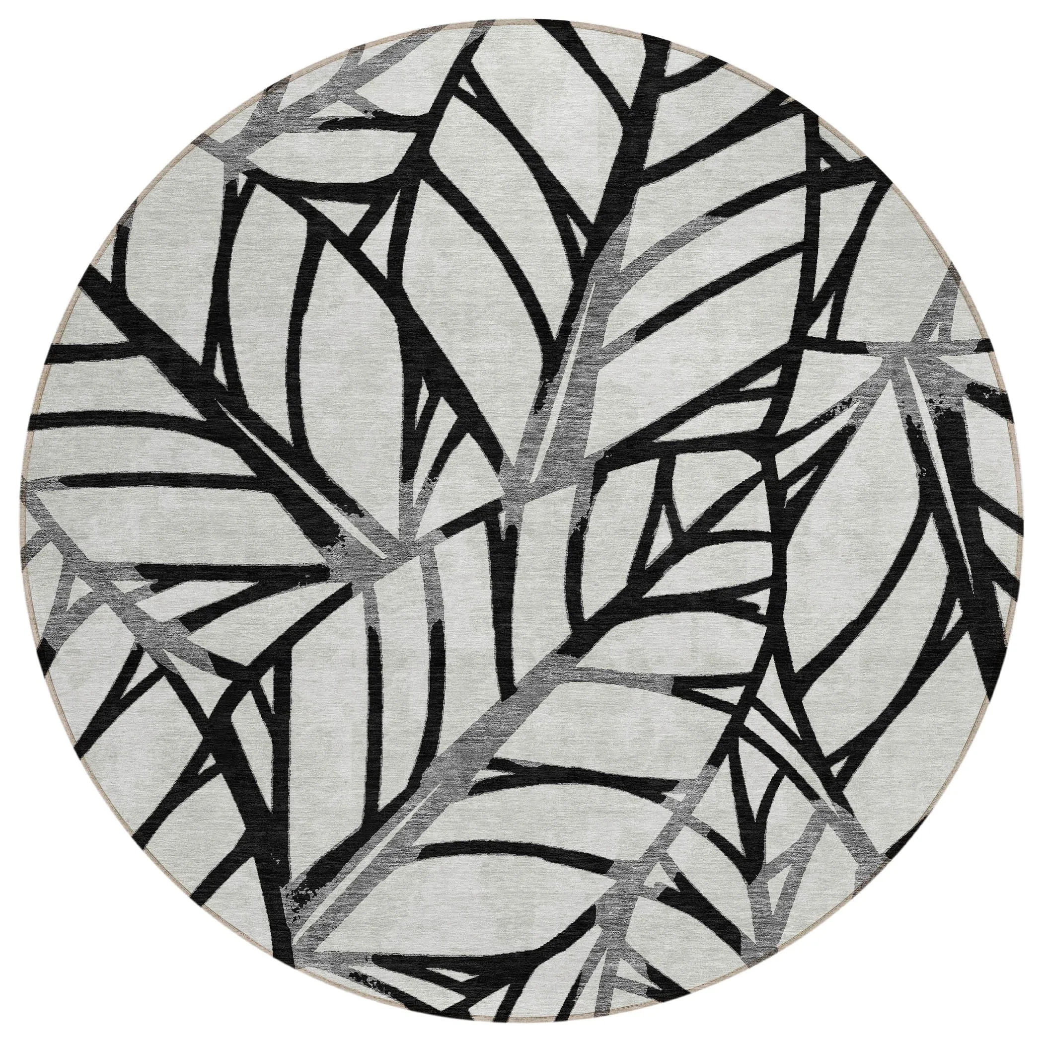 Machine Washable Indoor/ Outdoor Chantille Modern Palm Rug