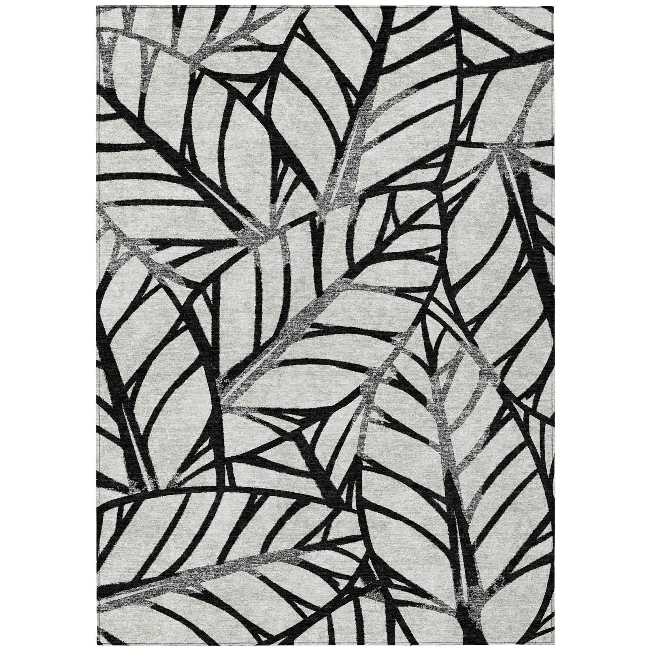 Machine Washable Indoor/ Outdoor Chantille Modern Palm Rug