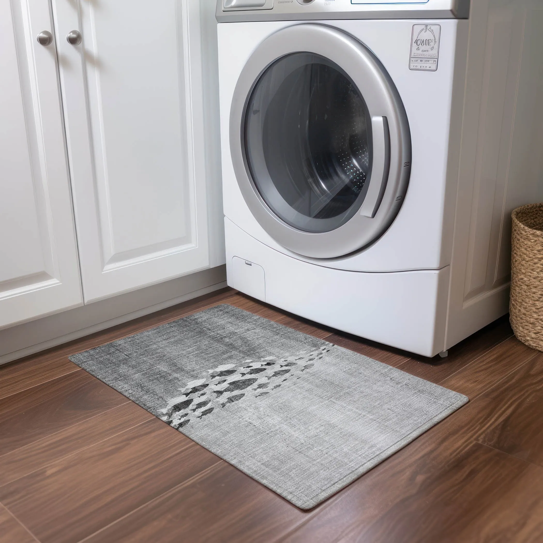 Machine Washable Indoor/ Outdoor Chantille Modern Sea Life Rug