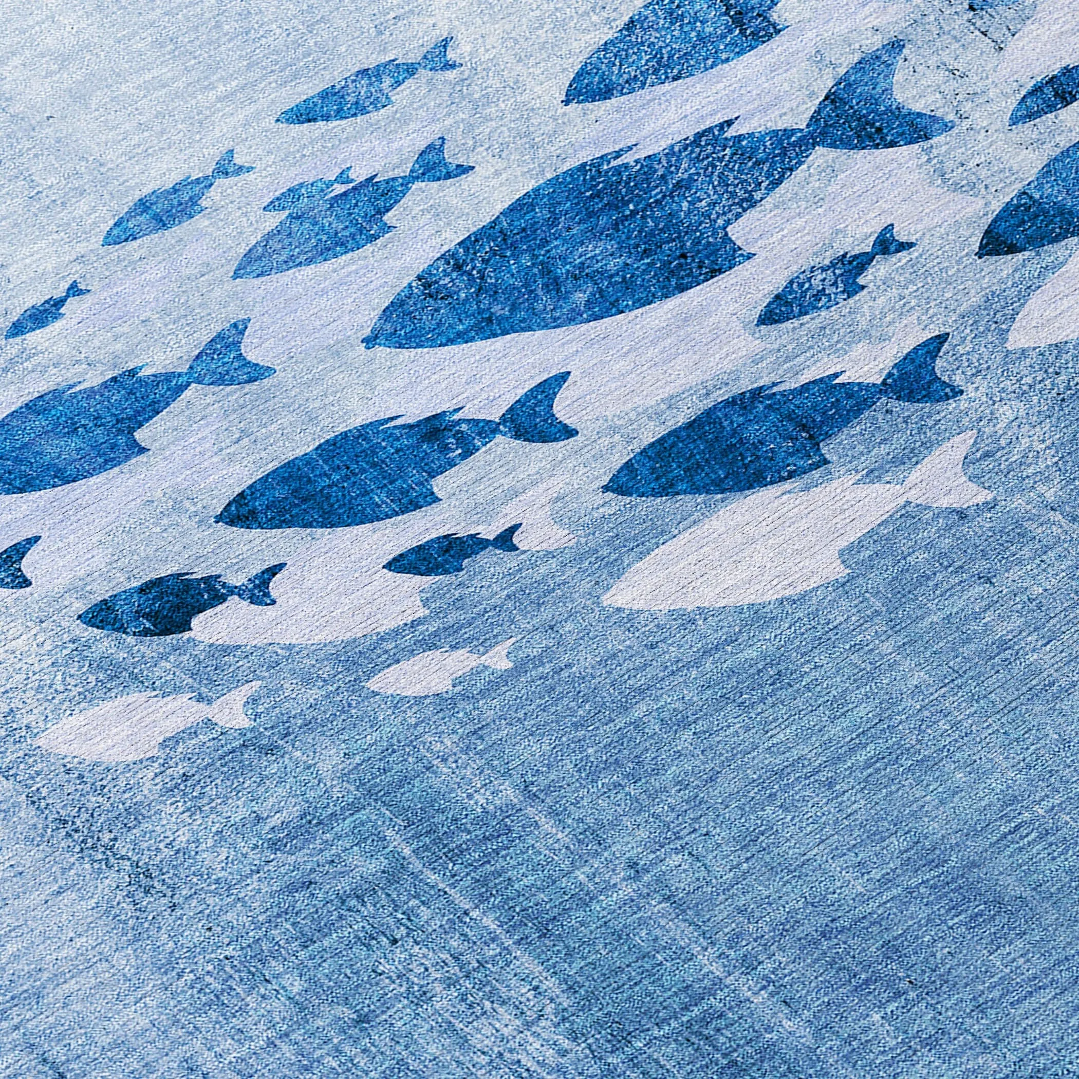 Machine Washable Indoor/ Outdoor Chantille Modern Sea Life Rug