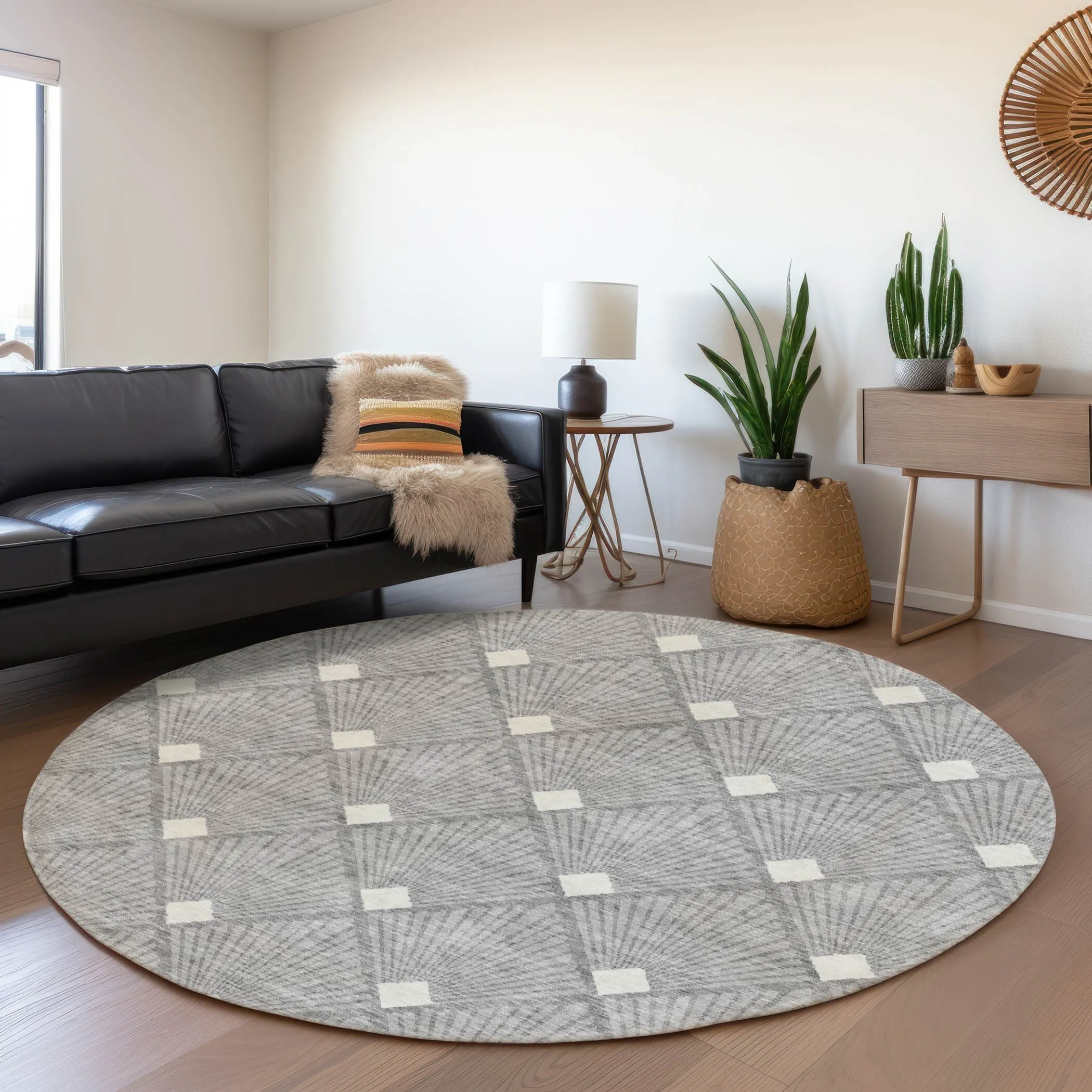Machine Washable Indoor/ Outdoor Chantille Modern Shells Rug
