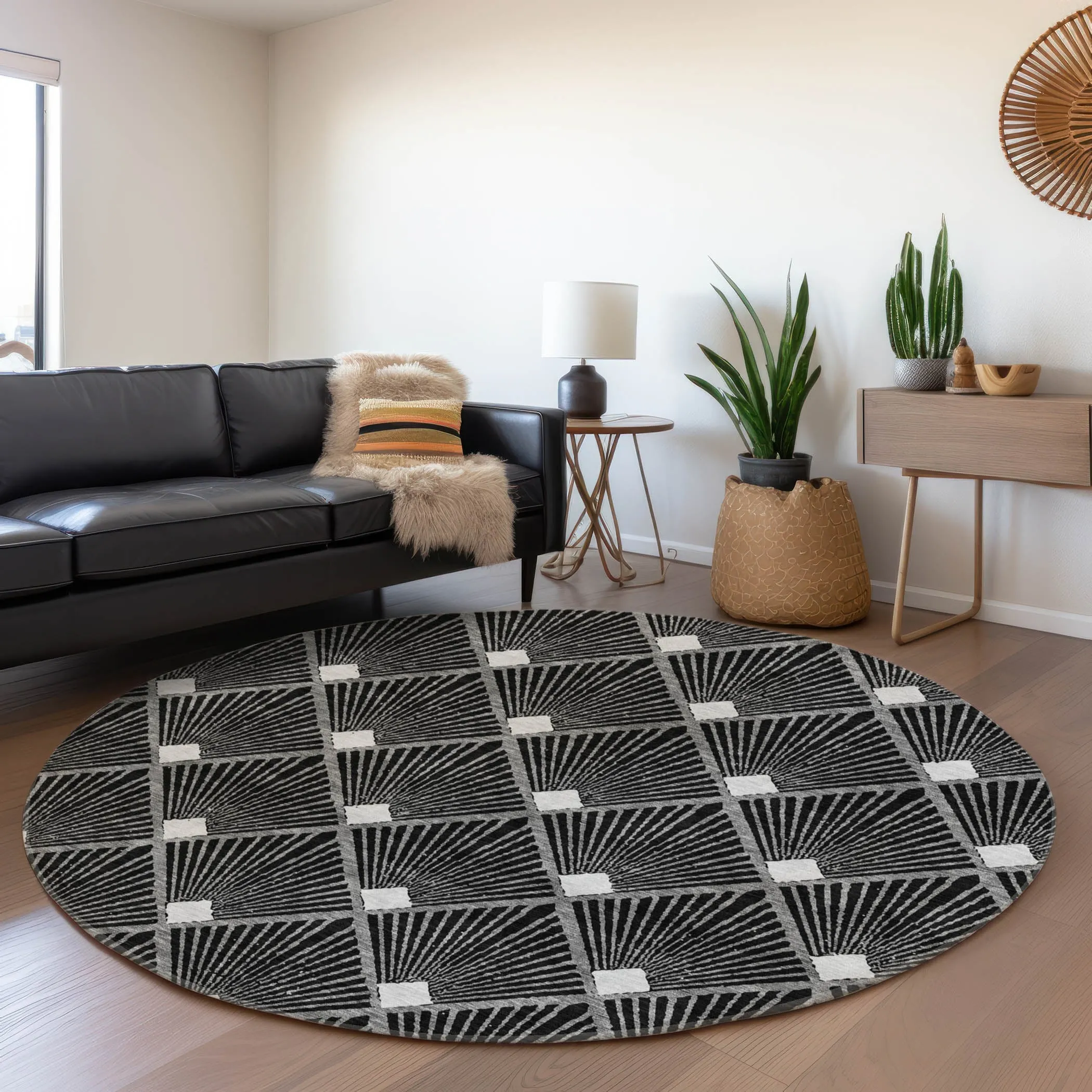 Machine Washable Indoor/ Outdoor Chantille Modern Shells Rug